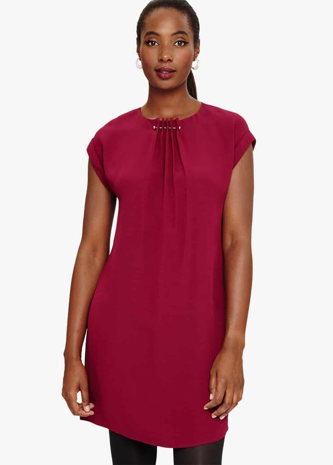 Maya Pleat Neck Tunic Dress
