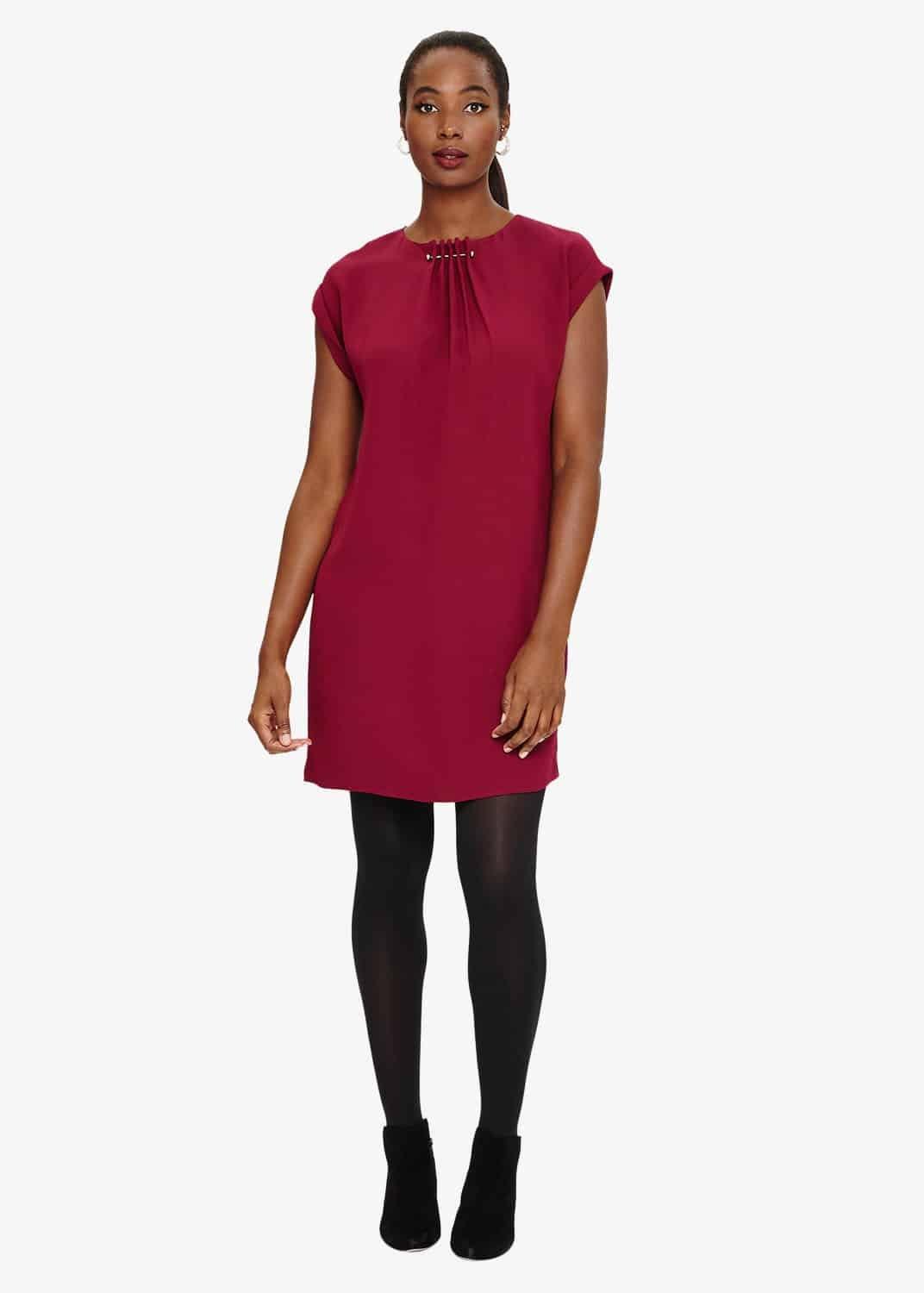 Maya Pleat Neck Tunic Dress