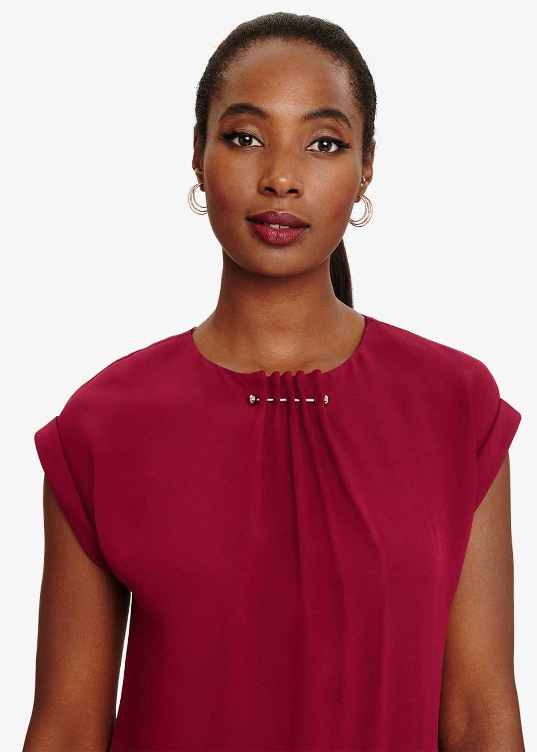 Maya Pleat Neck Tunic Dress