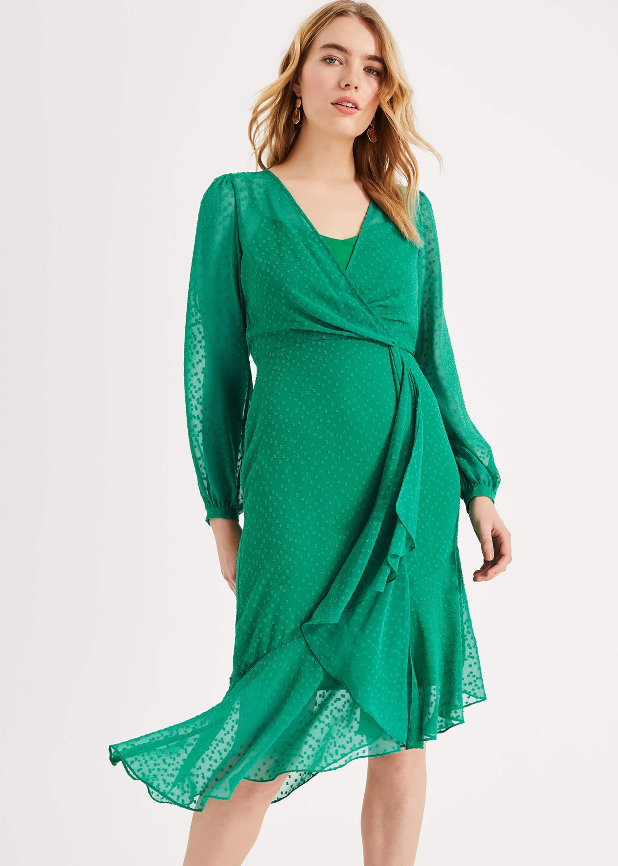 Elaina Flocked Spot Dress