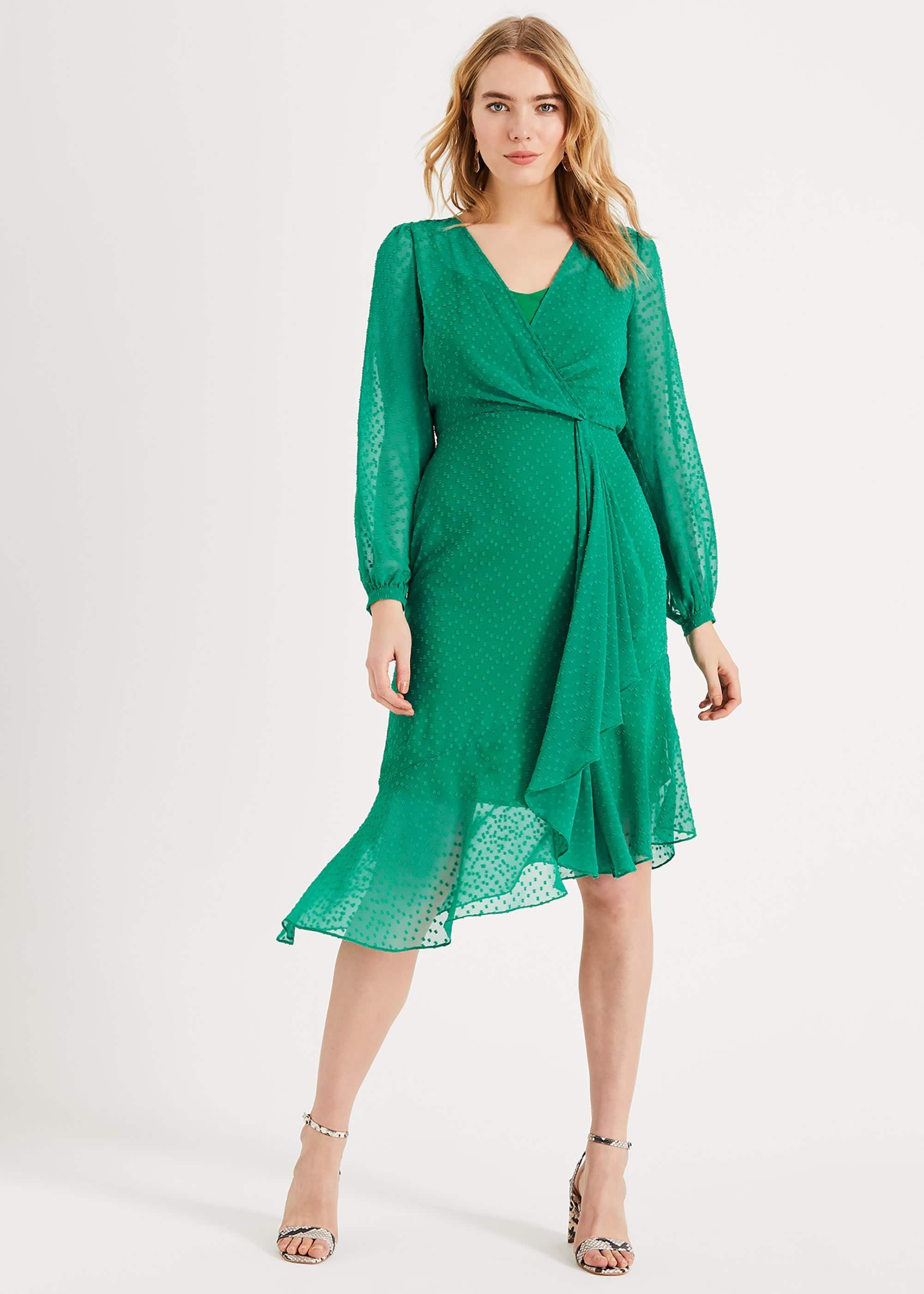 Elaina Flocked Spot Dress