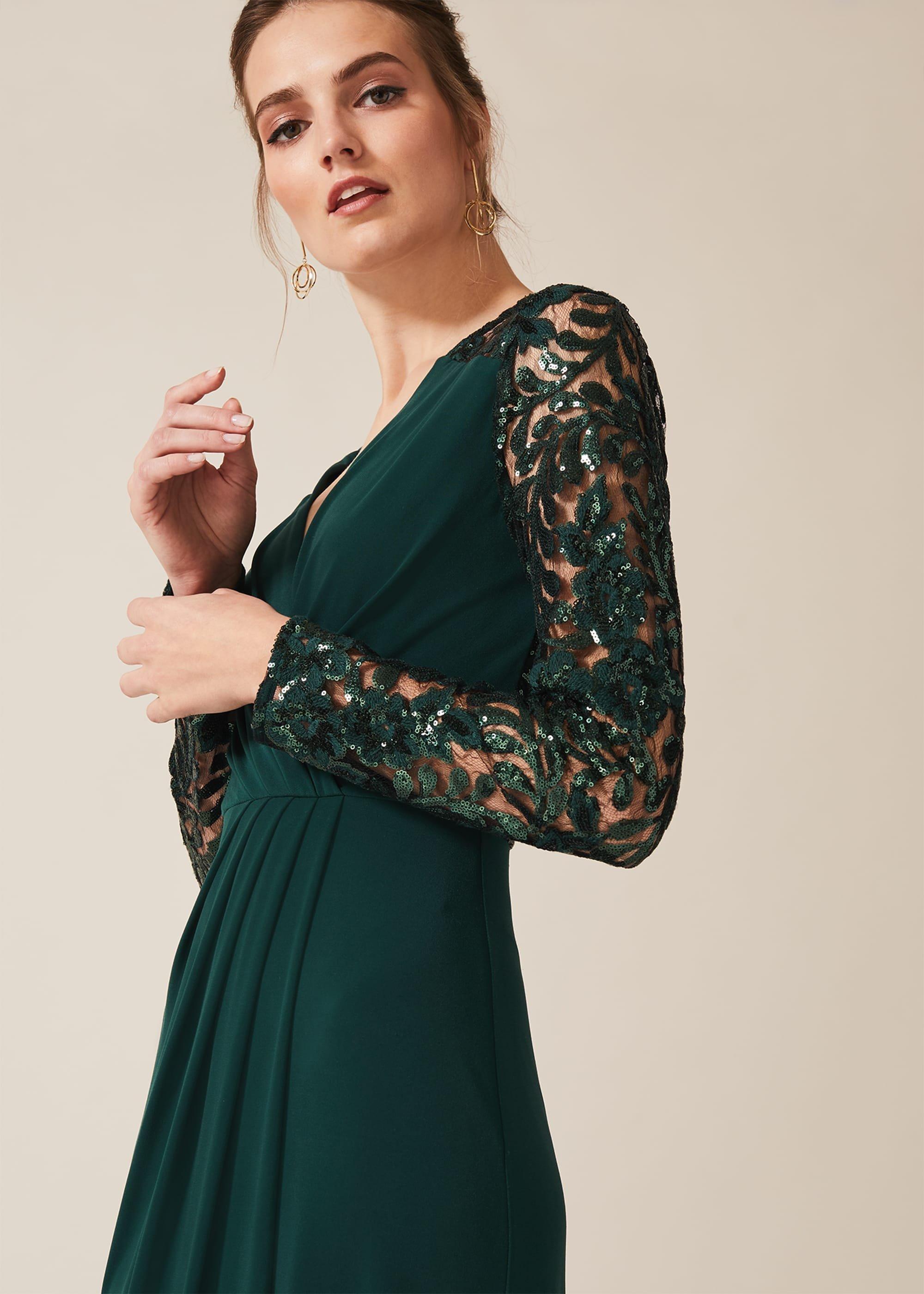 Melony Sequin Sleeve Maxi Dress