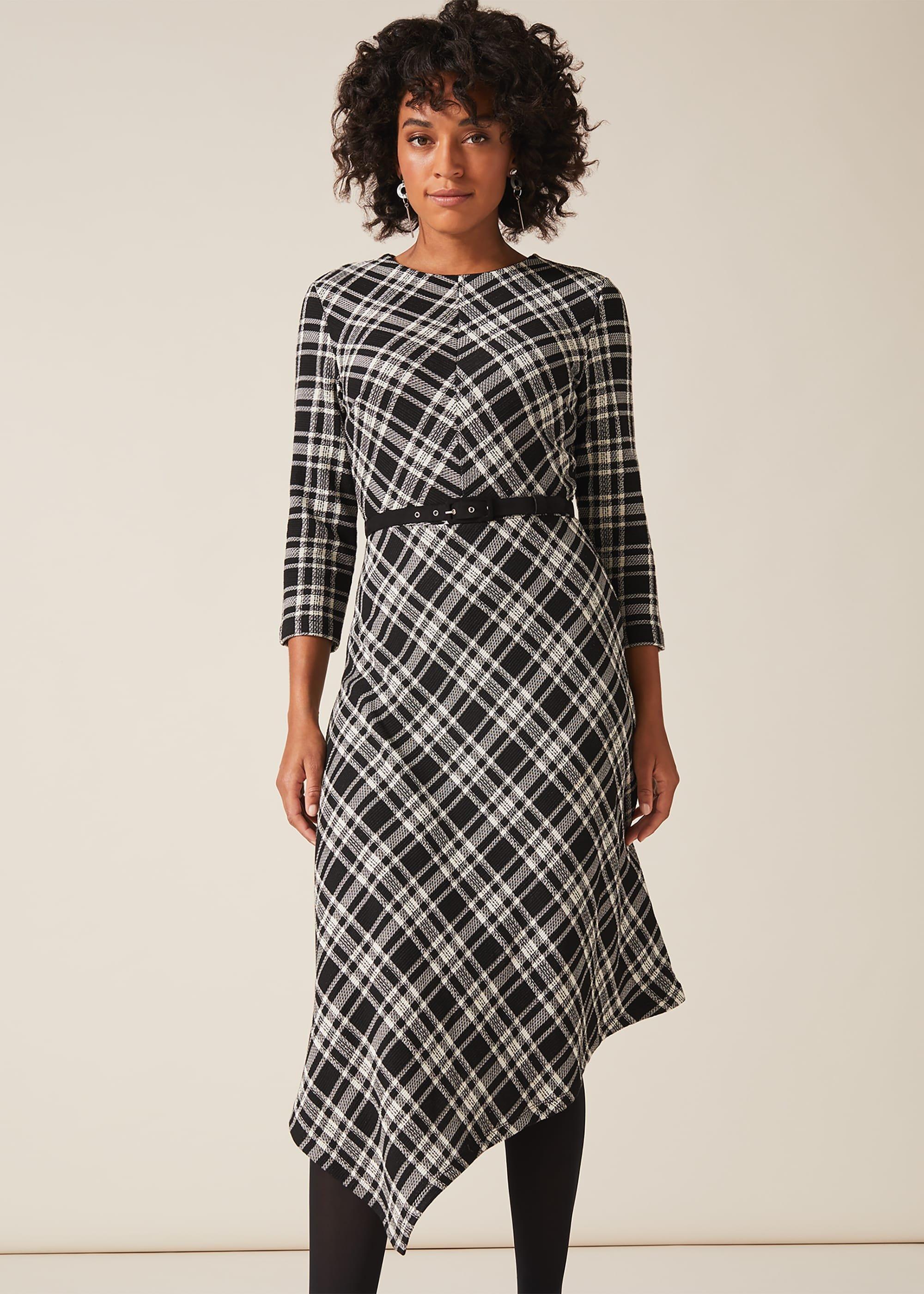 Elise Check Asymmetric Dress