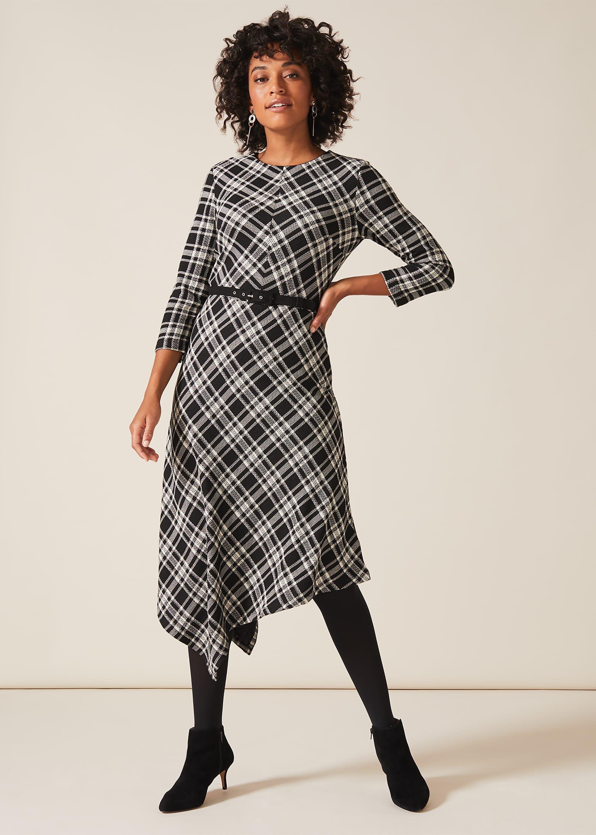 Elise Check Asymmetric Dress