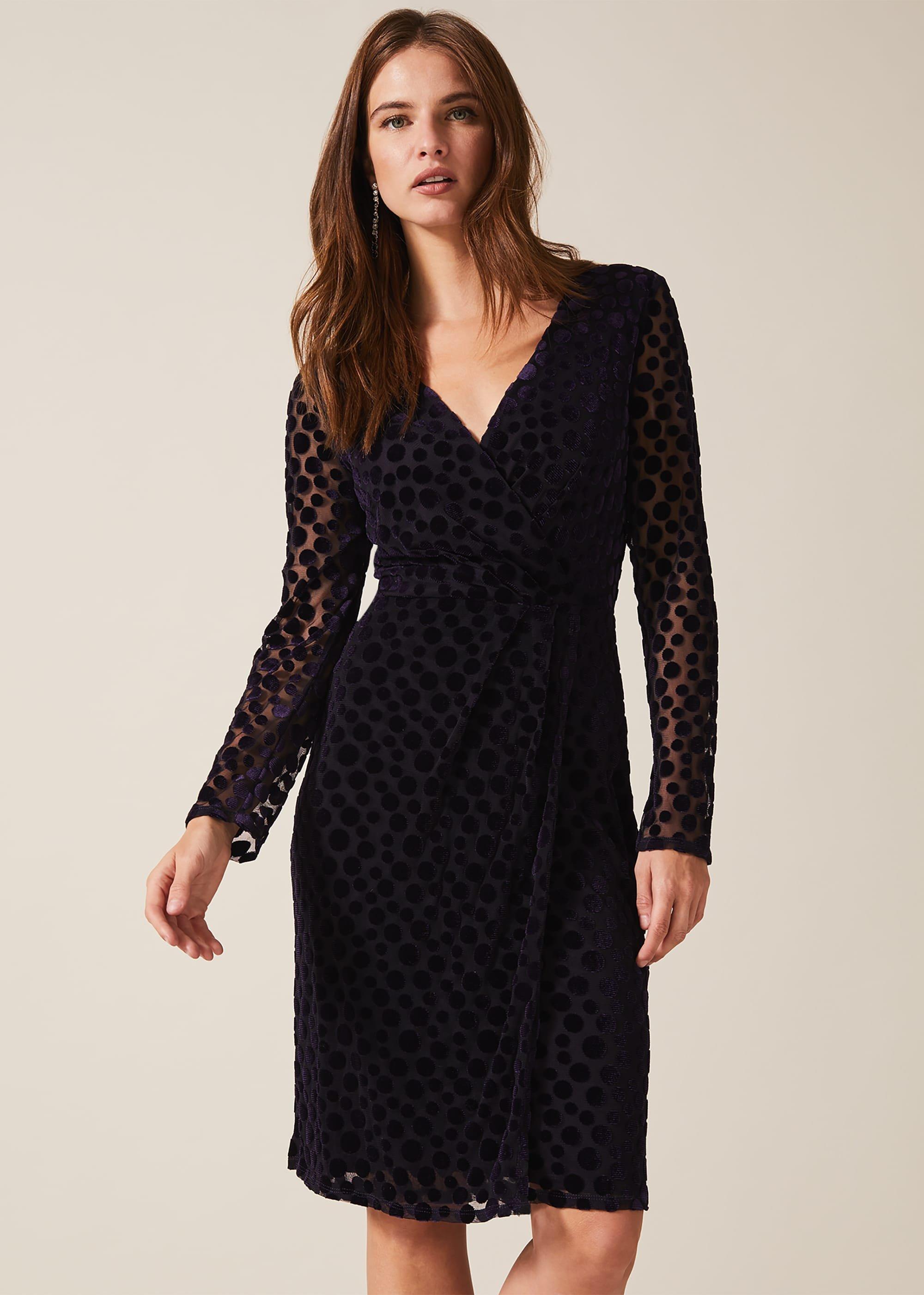 Perrie Spot Velvet Burnout Dress