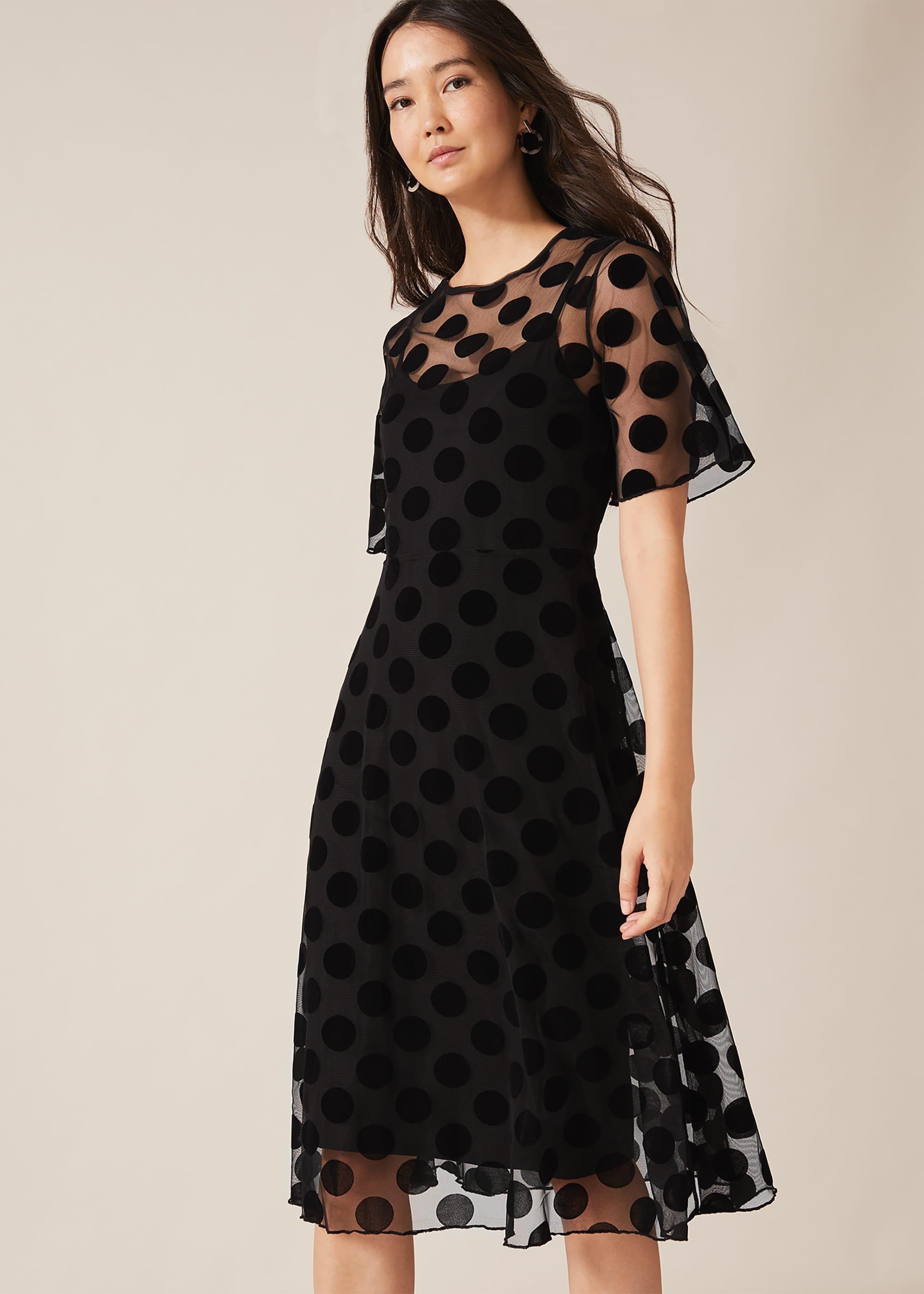 Georgette Spot Mesh Dress