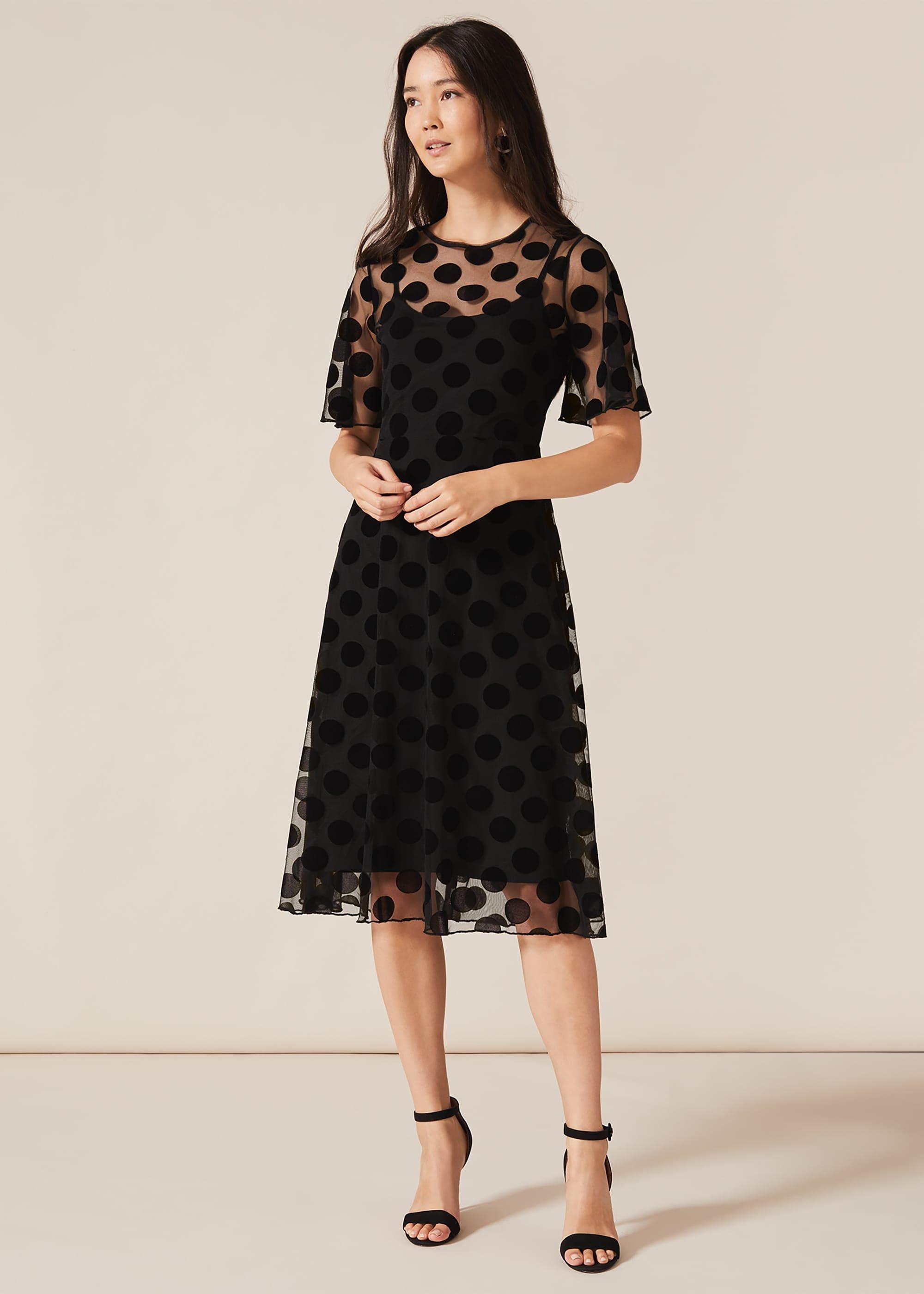 Georgette Spot Mesh Dress