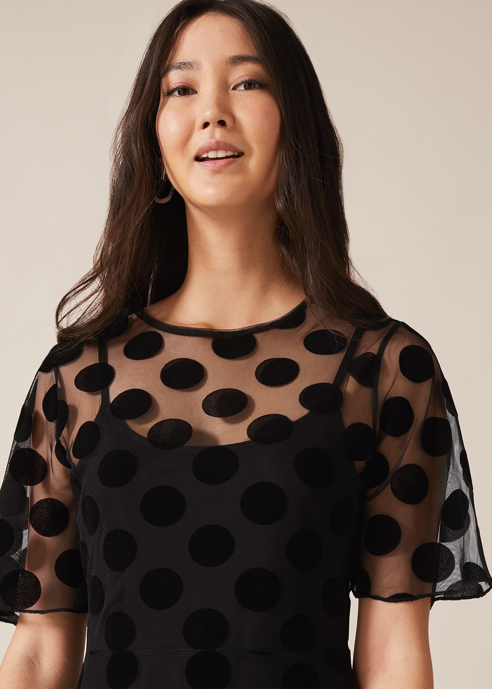 Georgette Spot Mesh Dress