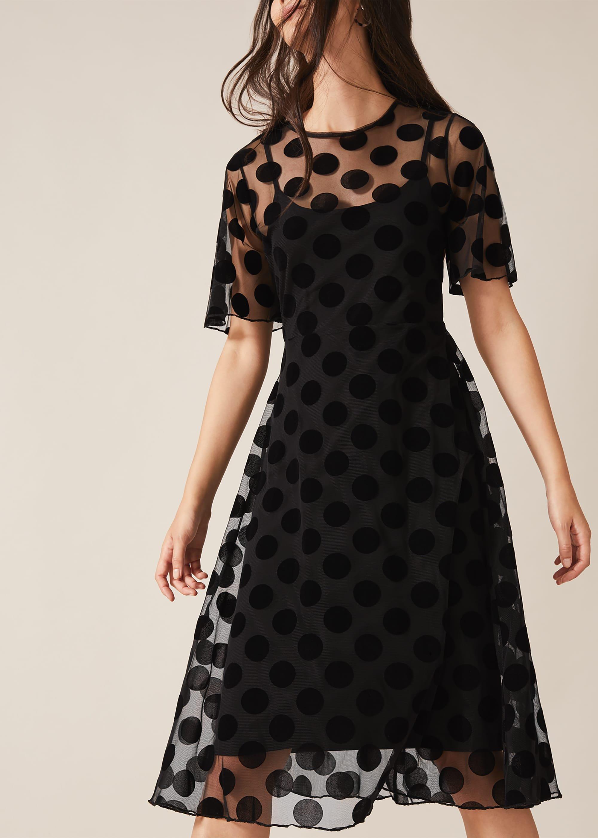 Georgette Spot Mesh Dress