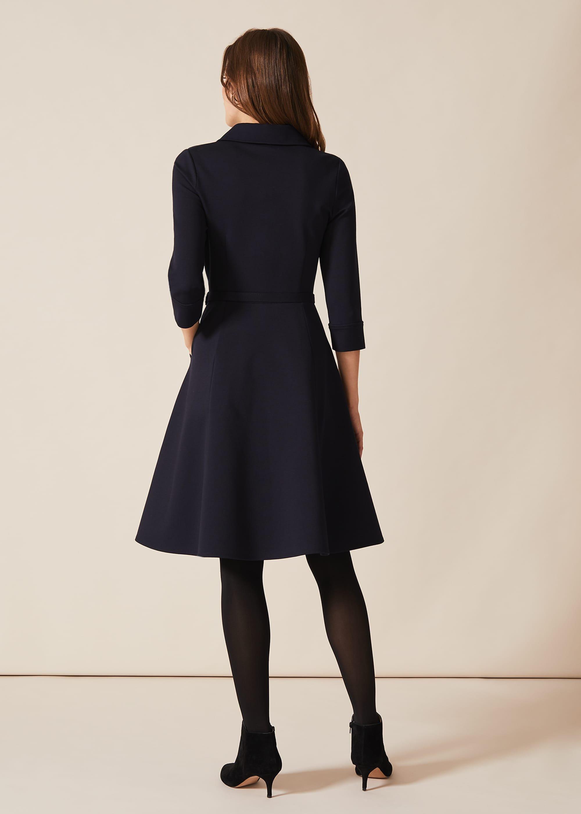 Enola Belted Ponte Shirt Dress
