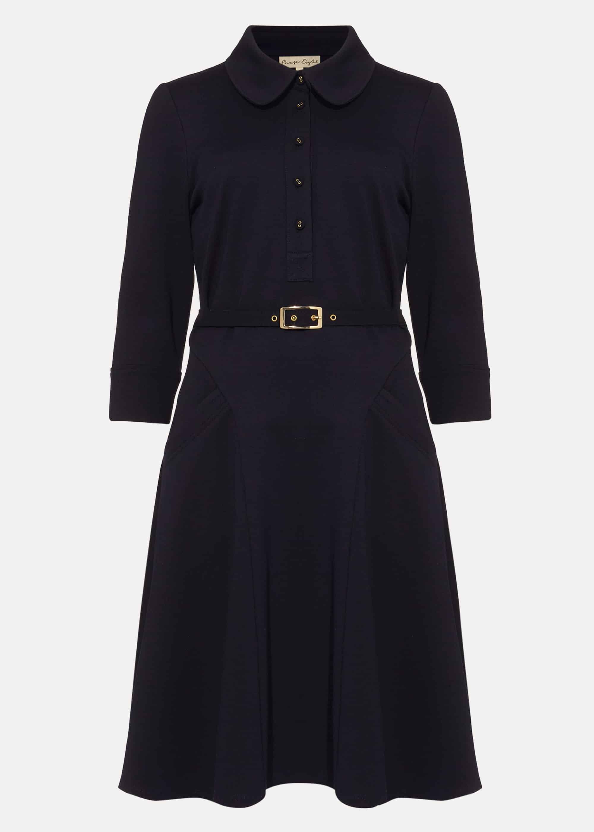 Enola Belted Ponte Shirt Dress