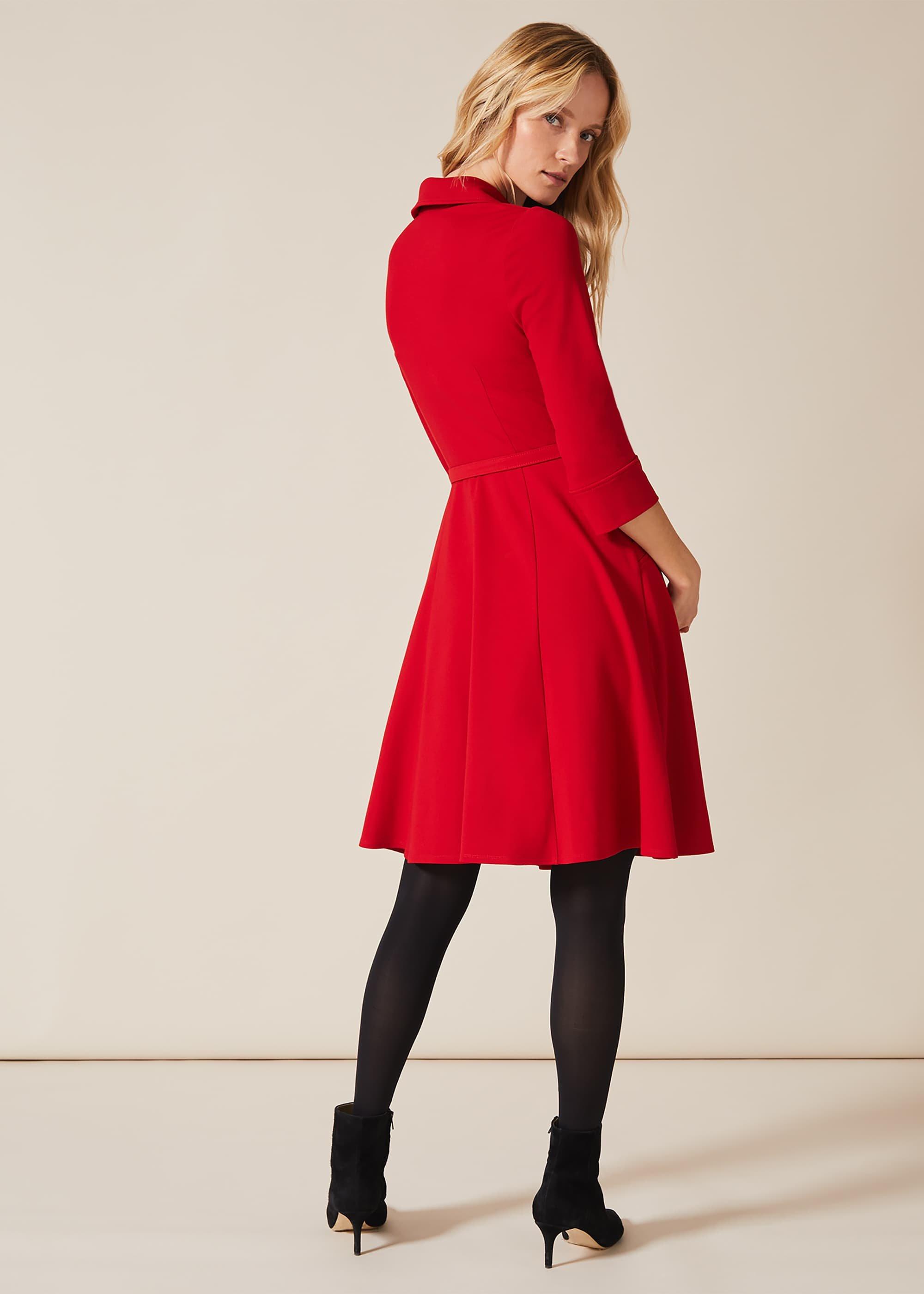 Enola Belted Ponte Shirt Dress