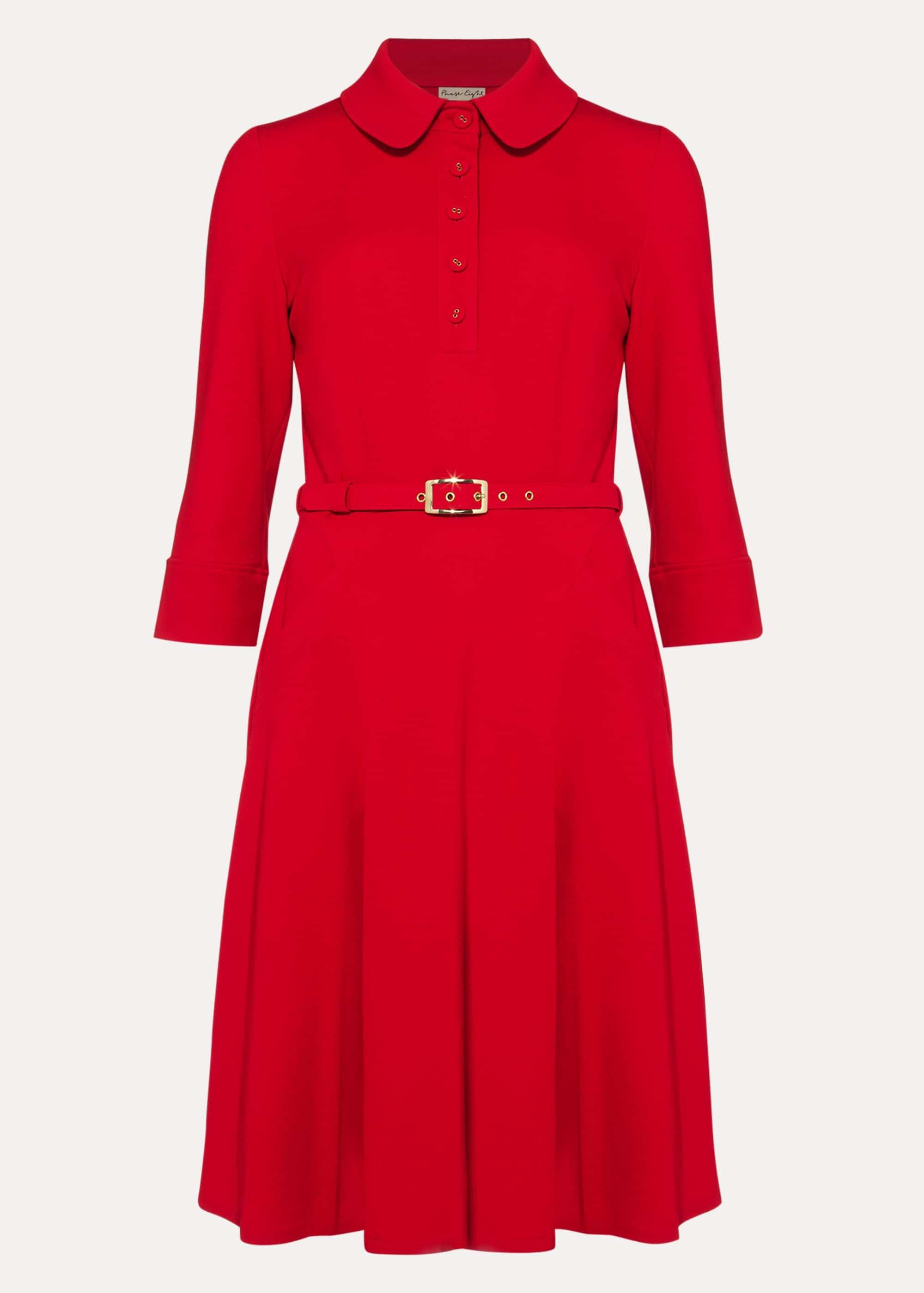 Enola Belted Ponte Shirt Dress