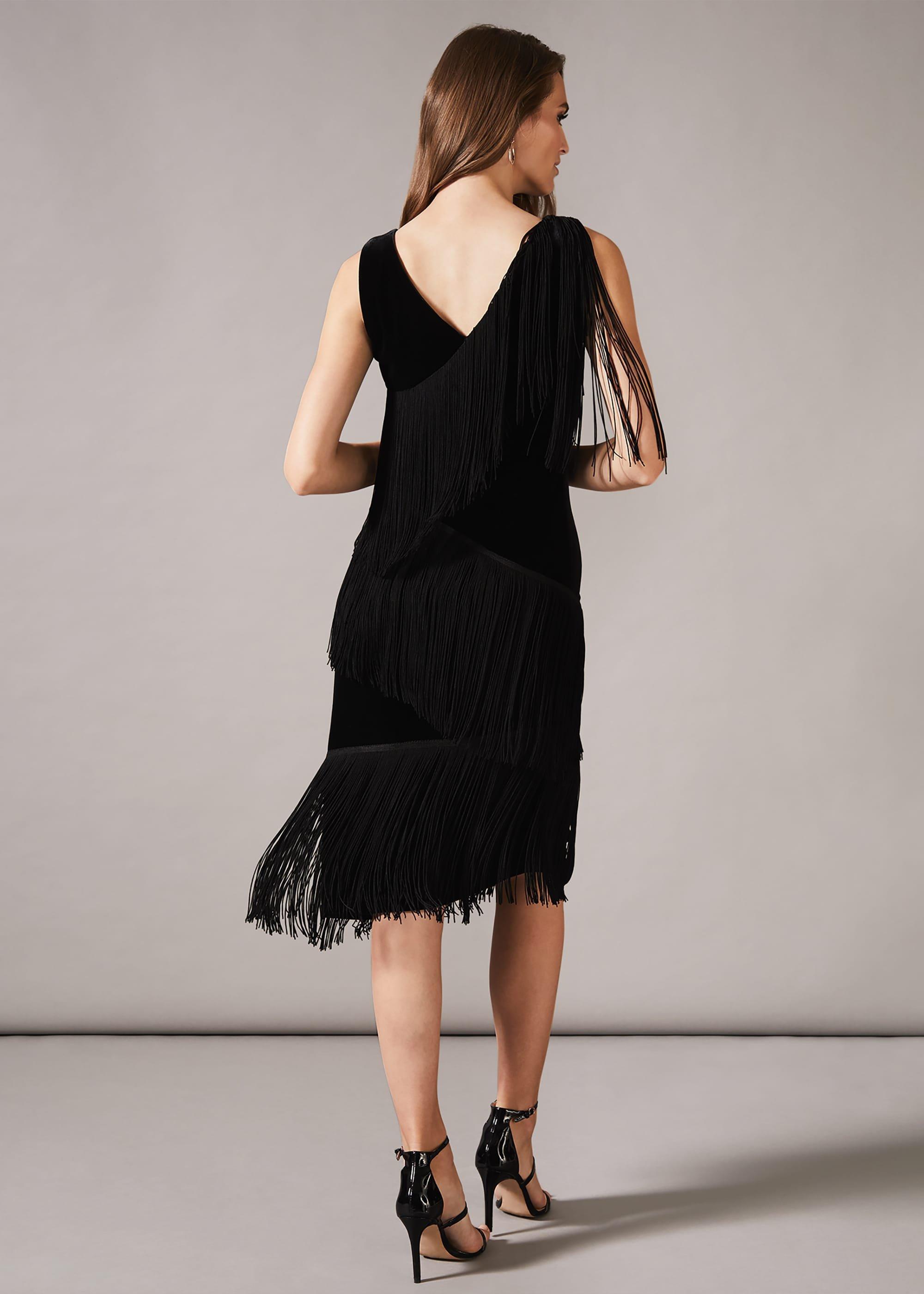 Miya Velvet Fringe Dress