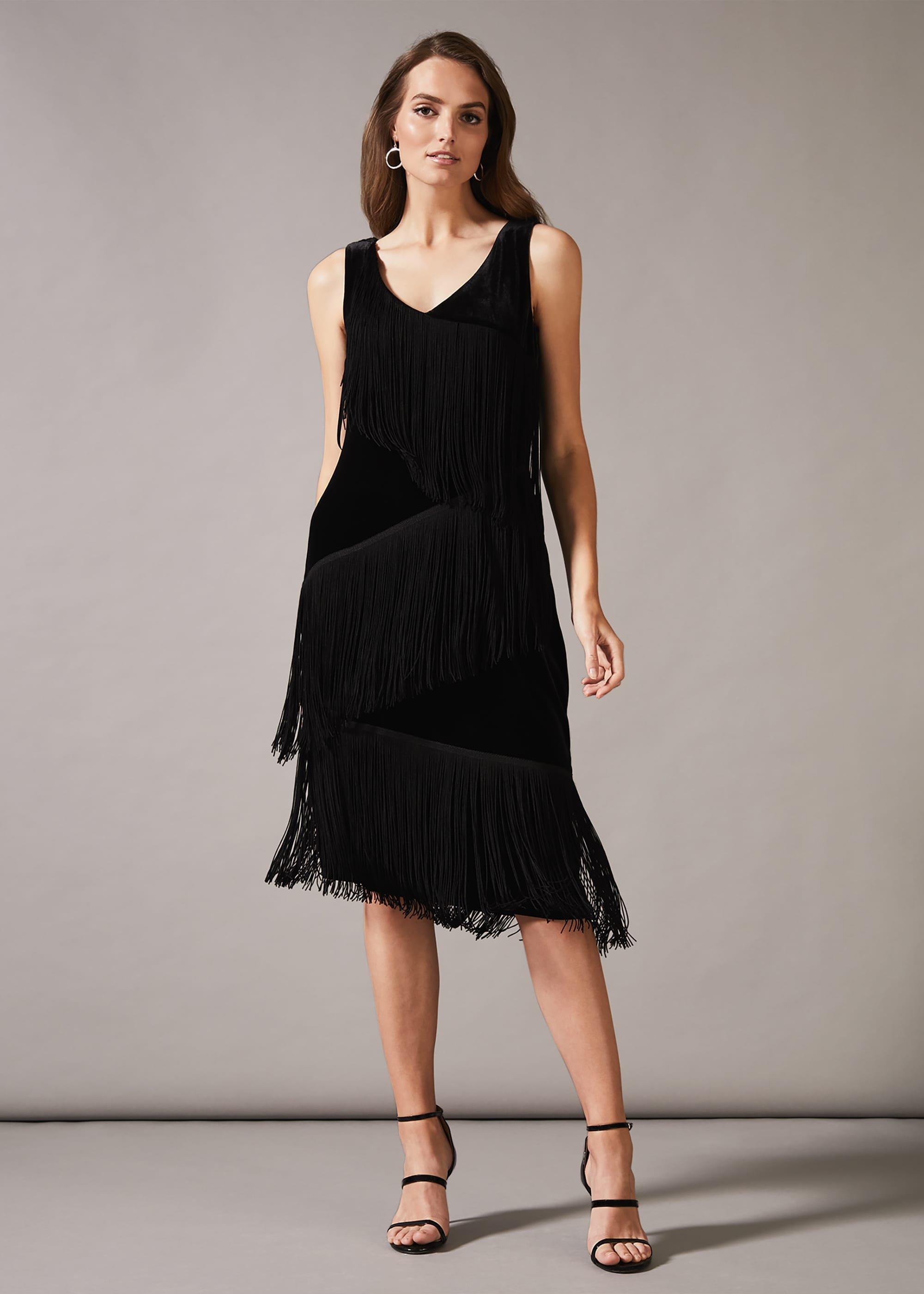 Miya Velvet Fringe Dress