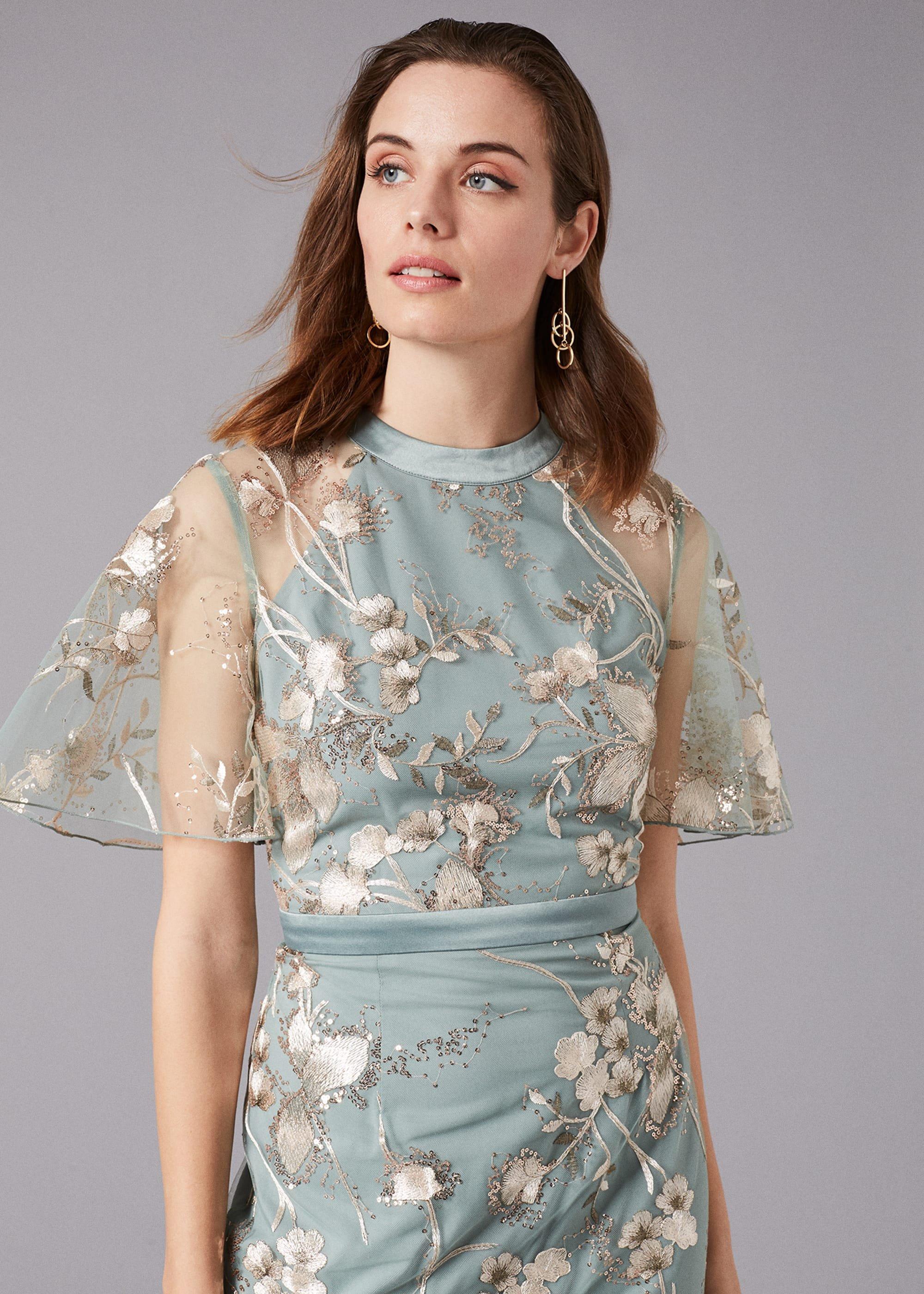 Glenda Floral Embroidered Maxi Dress