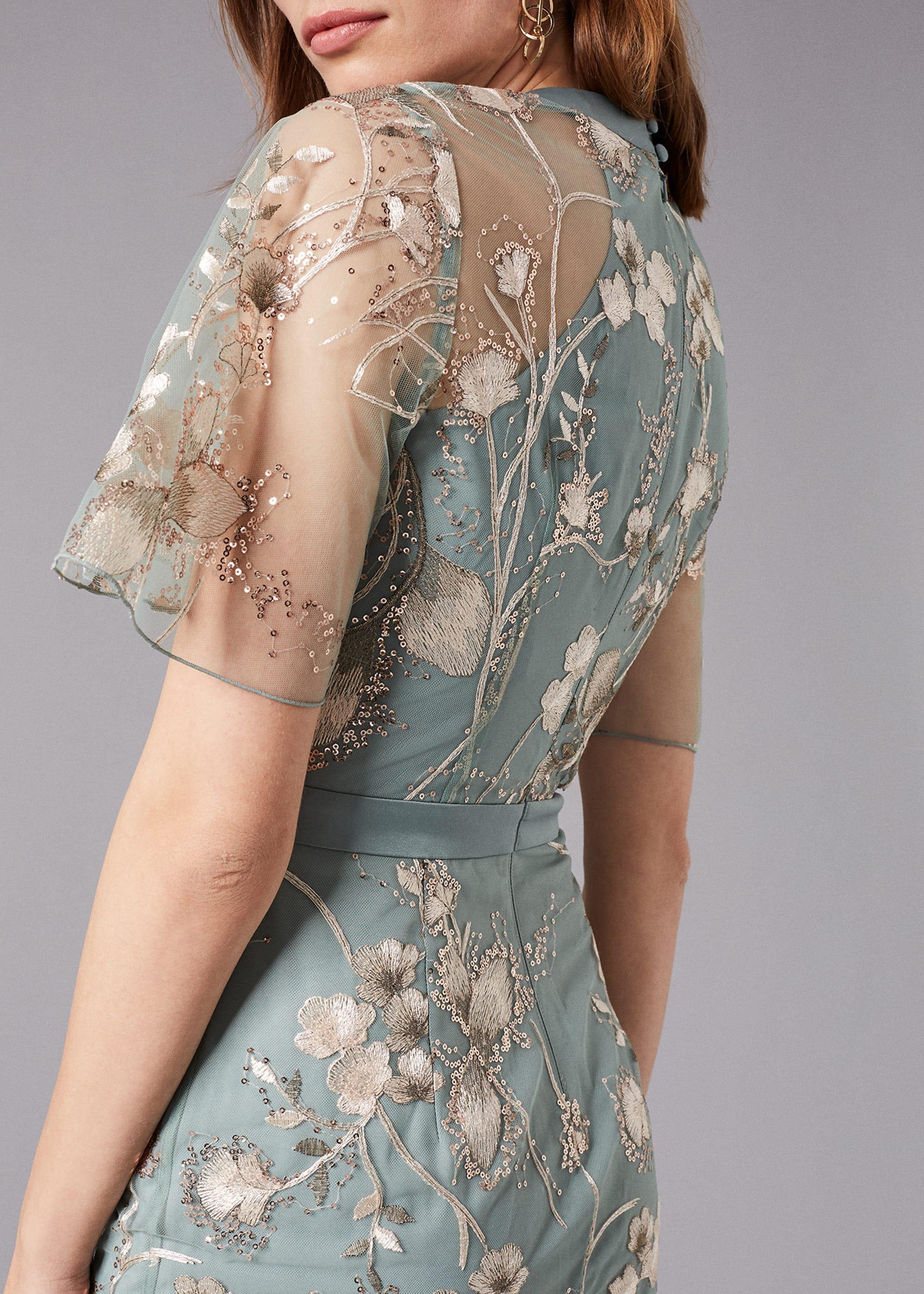 Glenda Floral Embroidered Maxi Dress