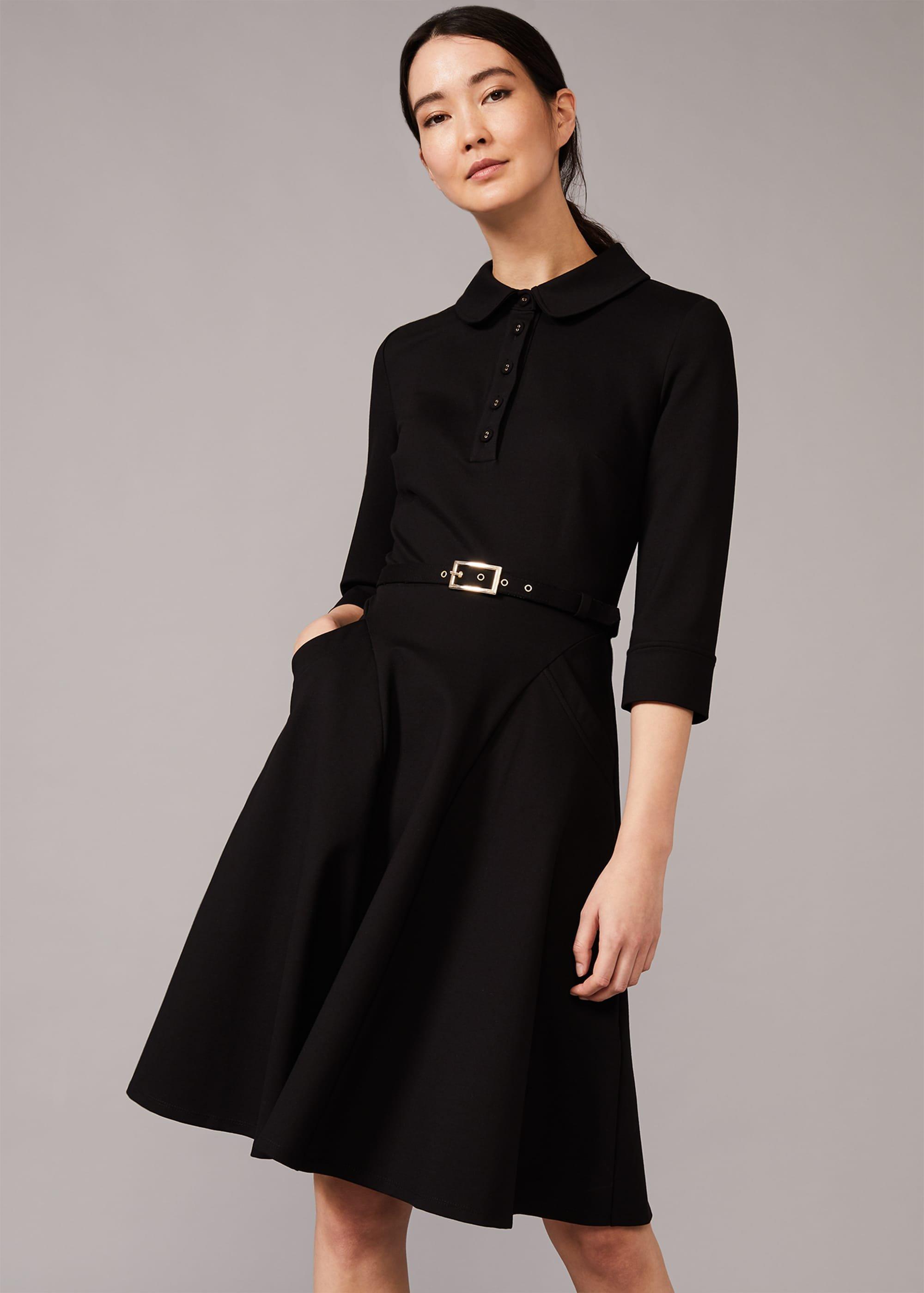 Enola Belted Ponte Shirt Dress