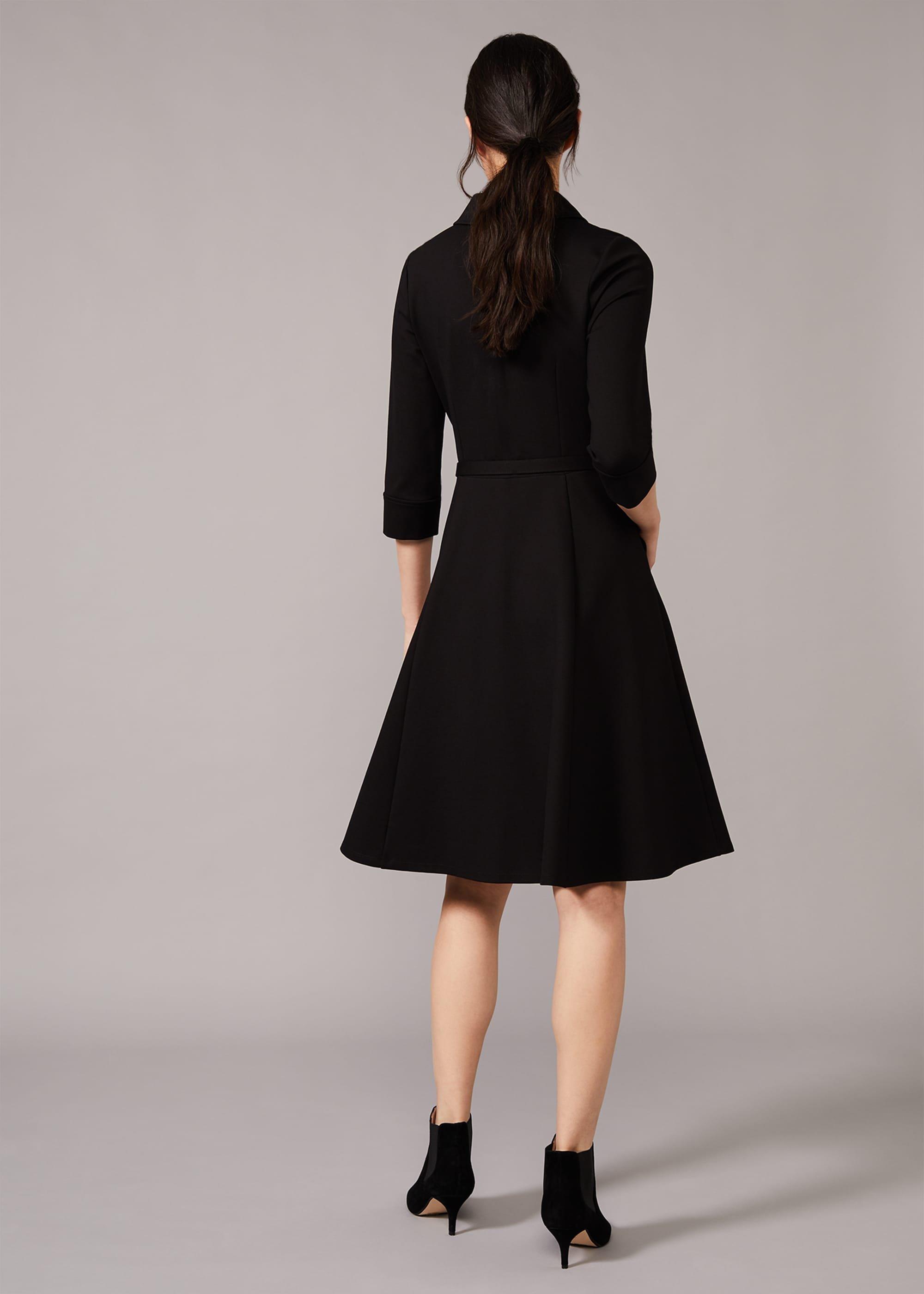 Enola Belted Ponte Shirt Dress