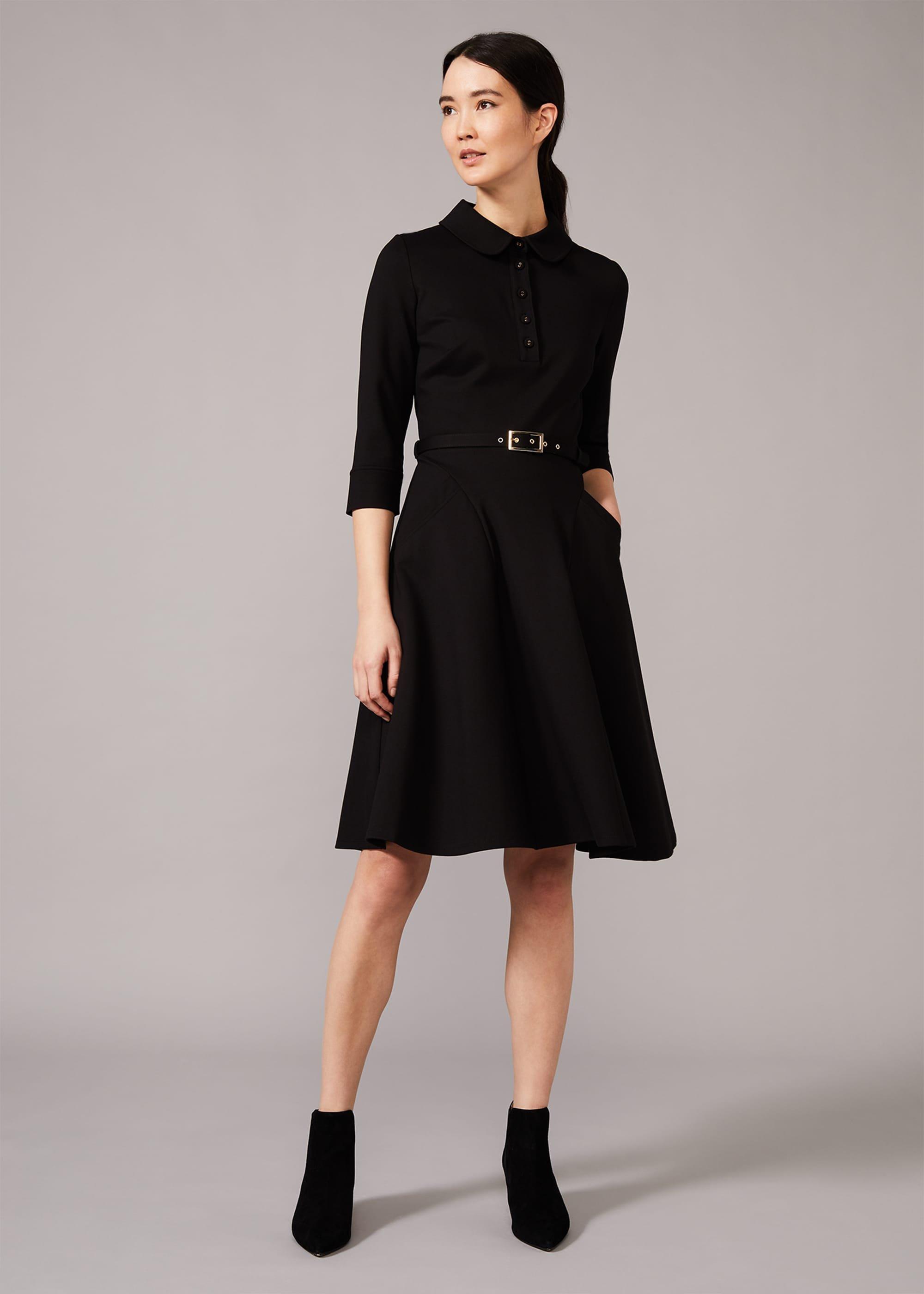 Enola Belted Ponte Shirt Dress