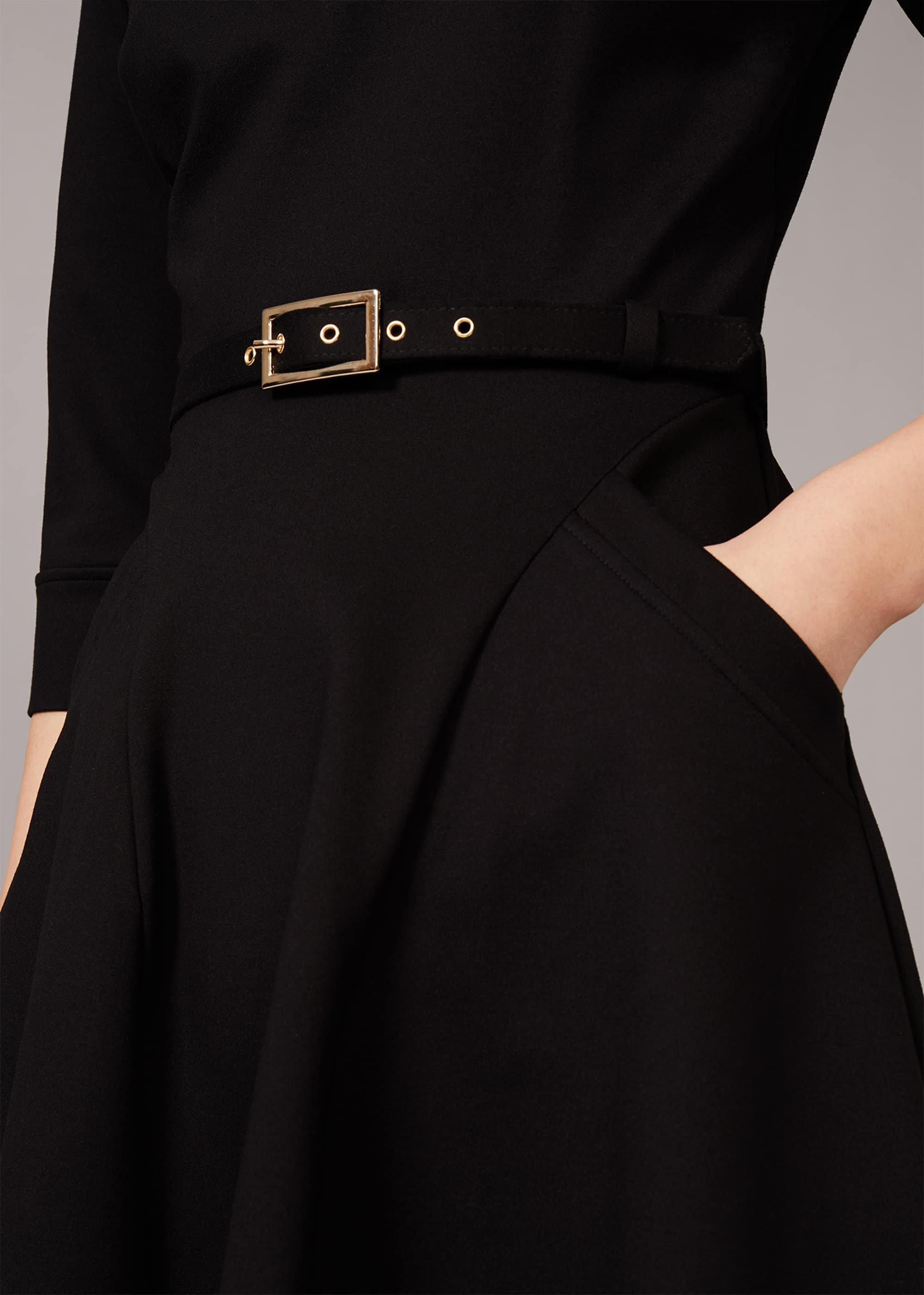 Enola Belted Ponte Shirt Dress