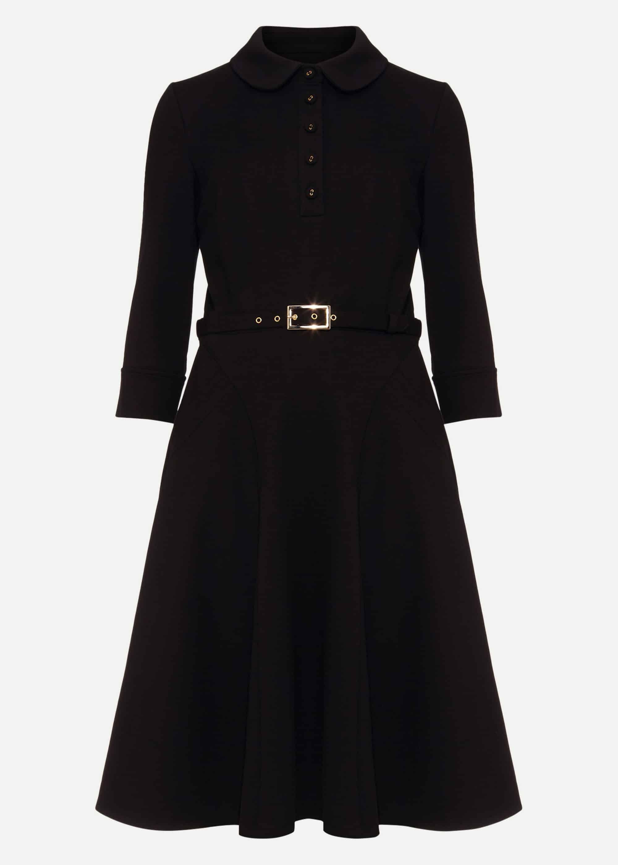 Enola Belted Ponte Shirt Dress