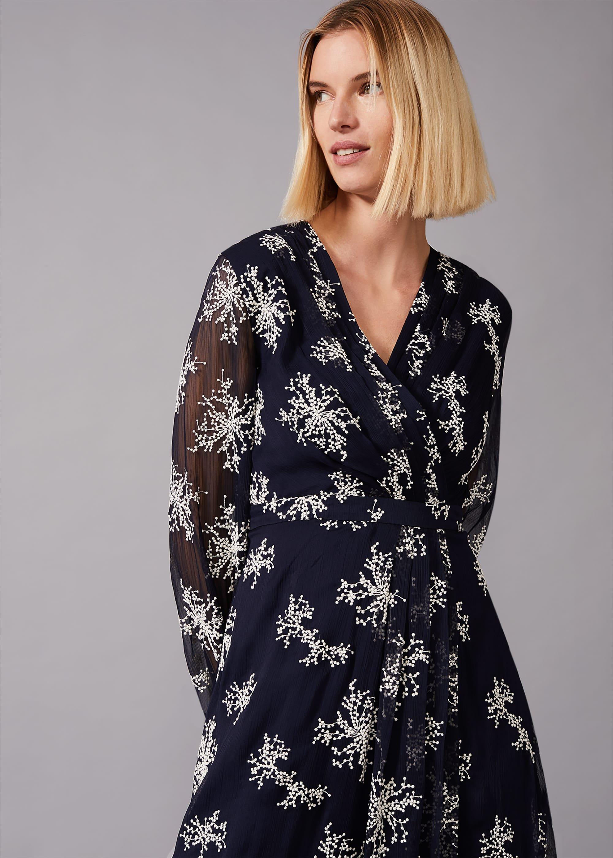 Nicki Embroidered Sprig Tea Dress