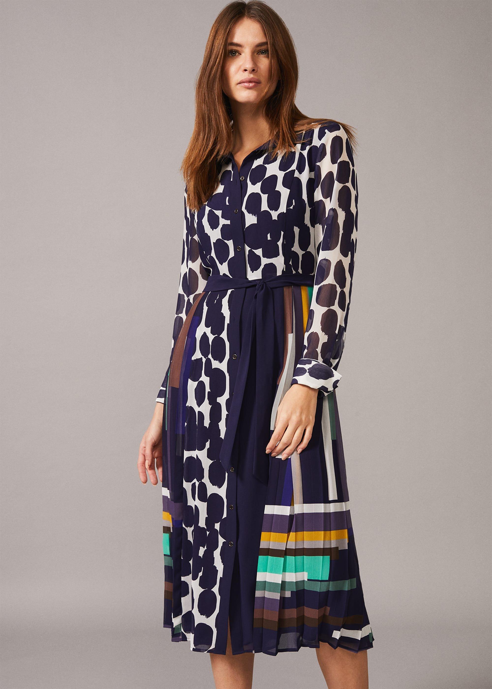 Tanjina Mixed Print Pleated Dress