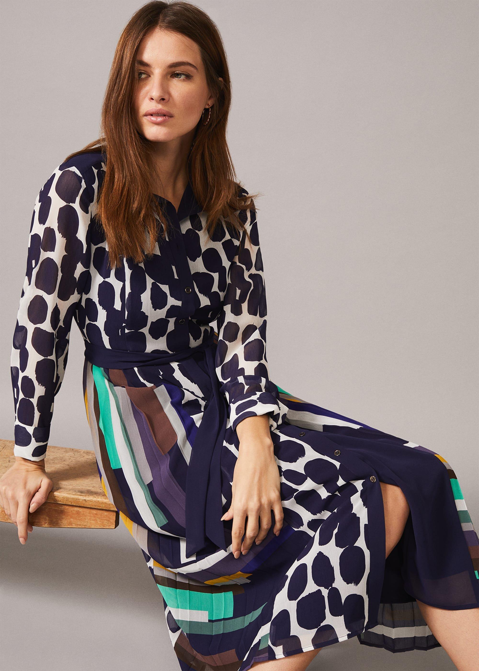 Tanjina Mixed Print Pleated Dress