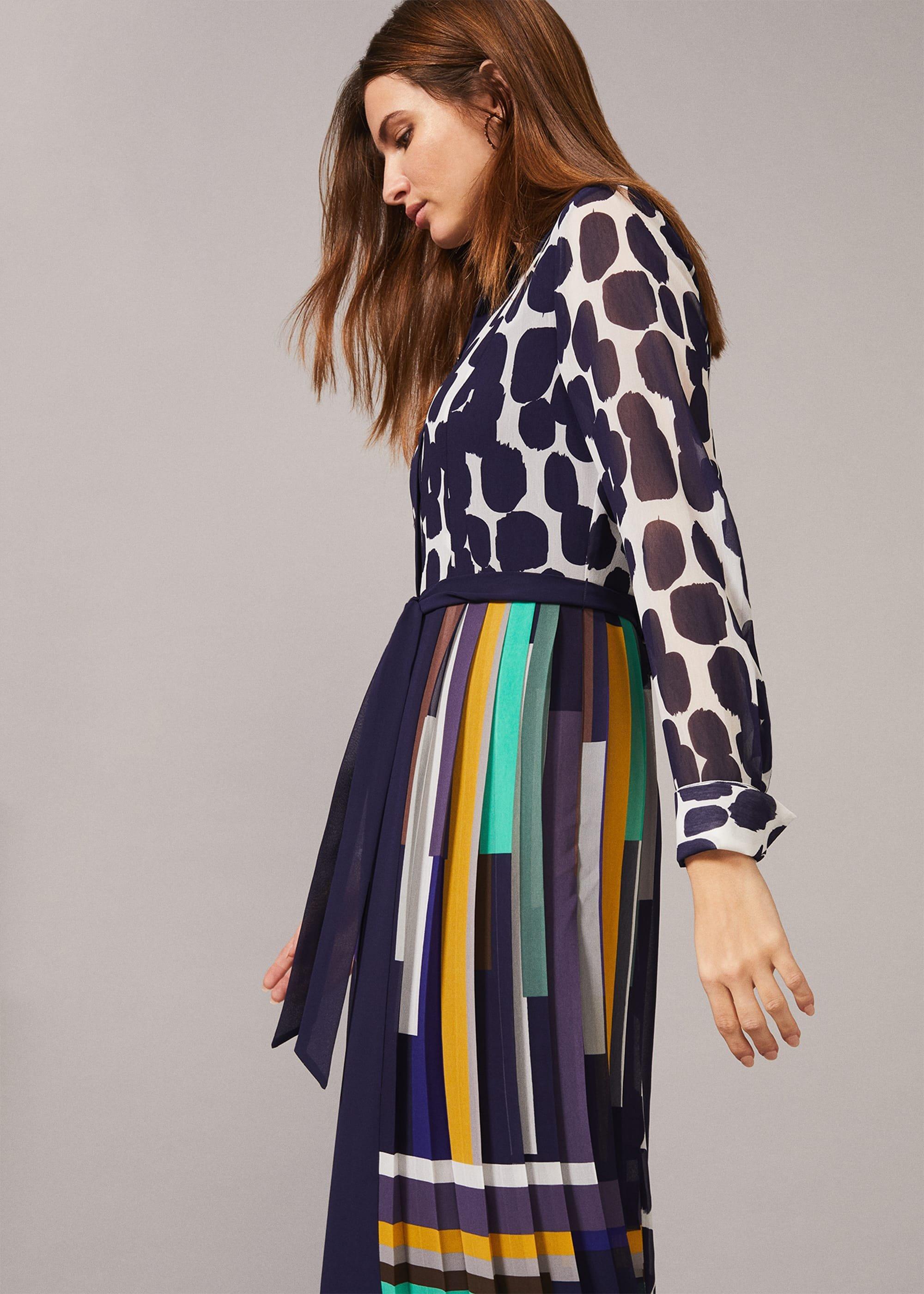 Tanjina Mixed Print Pleated Dress