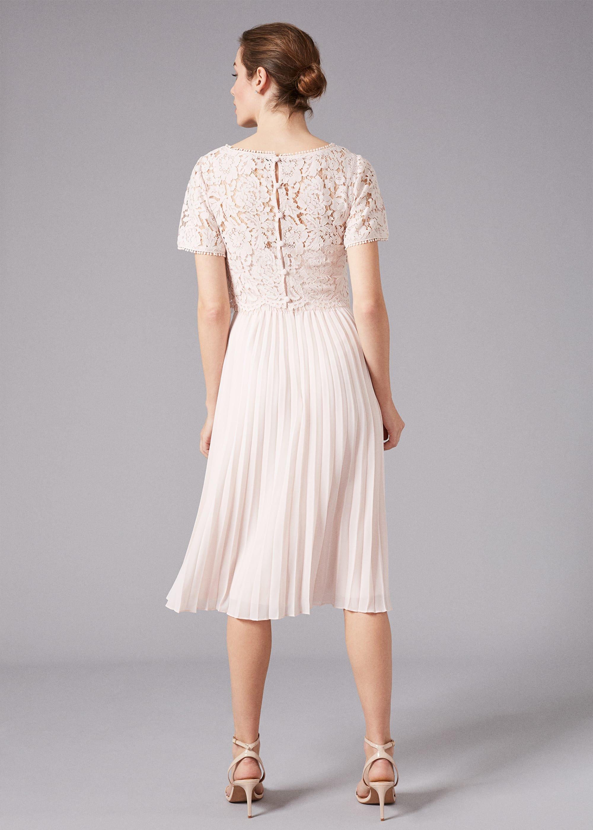 chinese dress ladies CurveWow Lace Top Pleated Dress Light Blue  Curvewow
