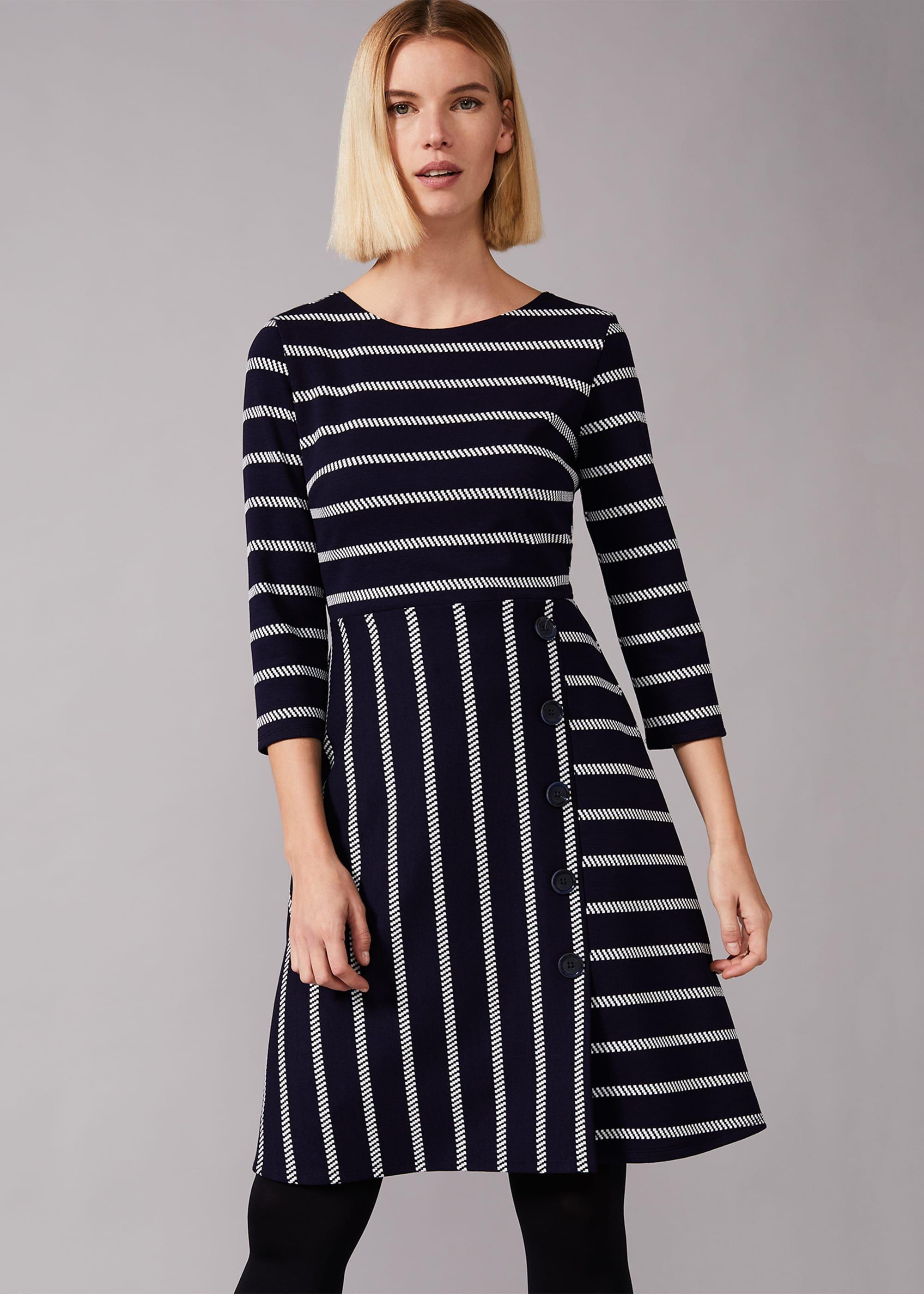 Honora Stripe Button Dress
