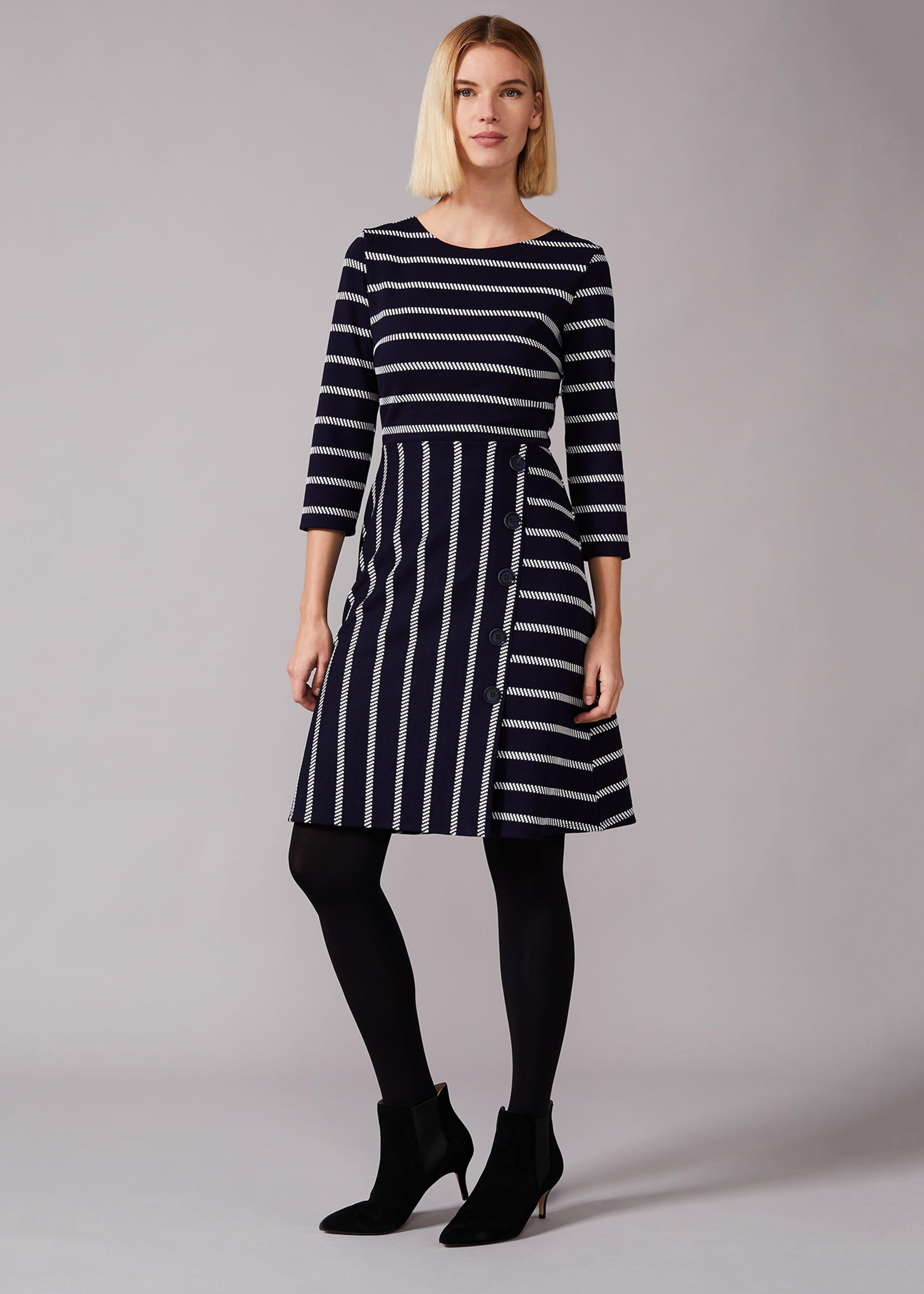 Honora Stripe Button Dress