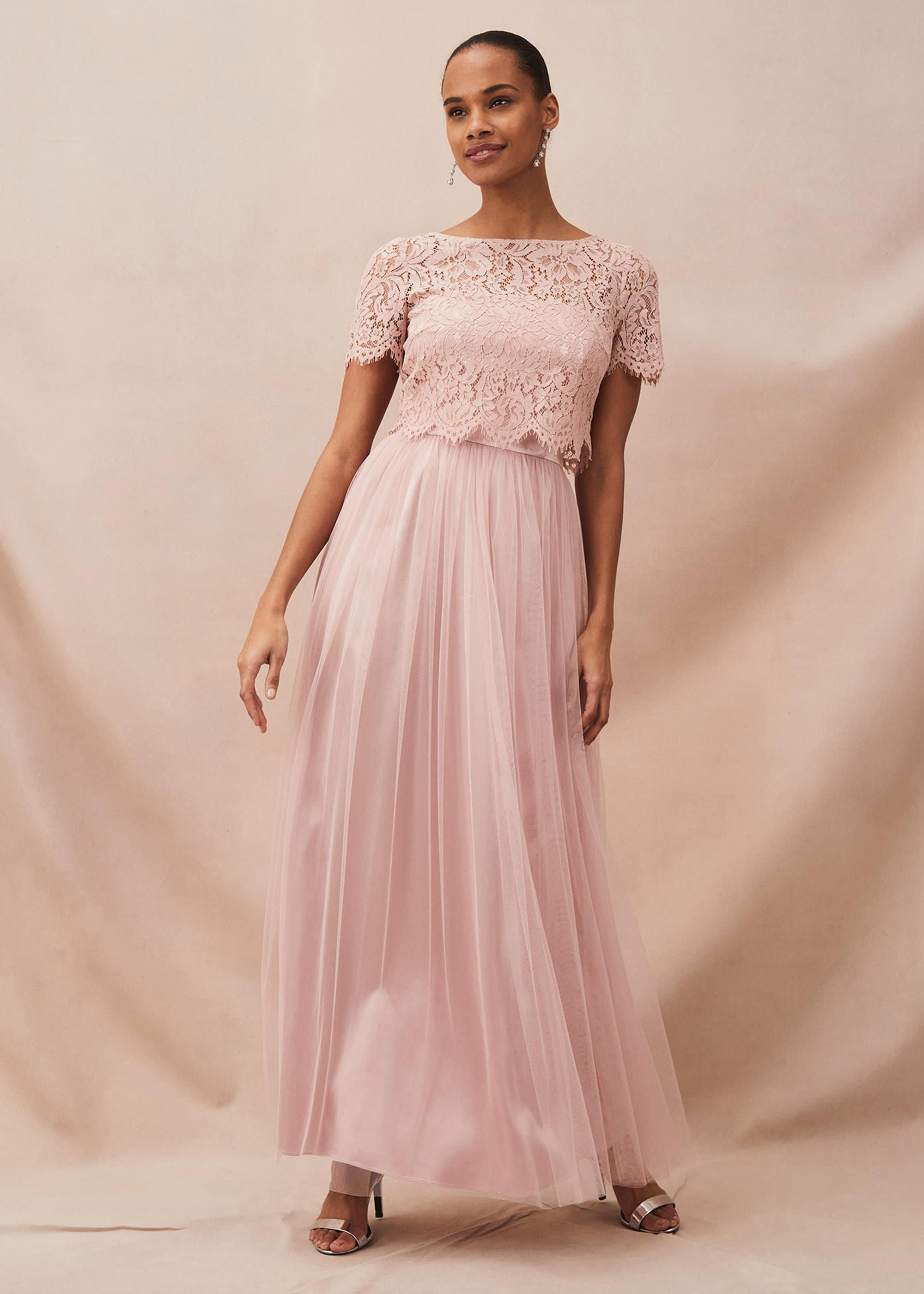 Maxikleid aus T&uuml;ll und Kiera-Spitze