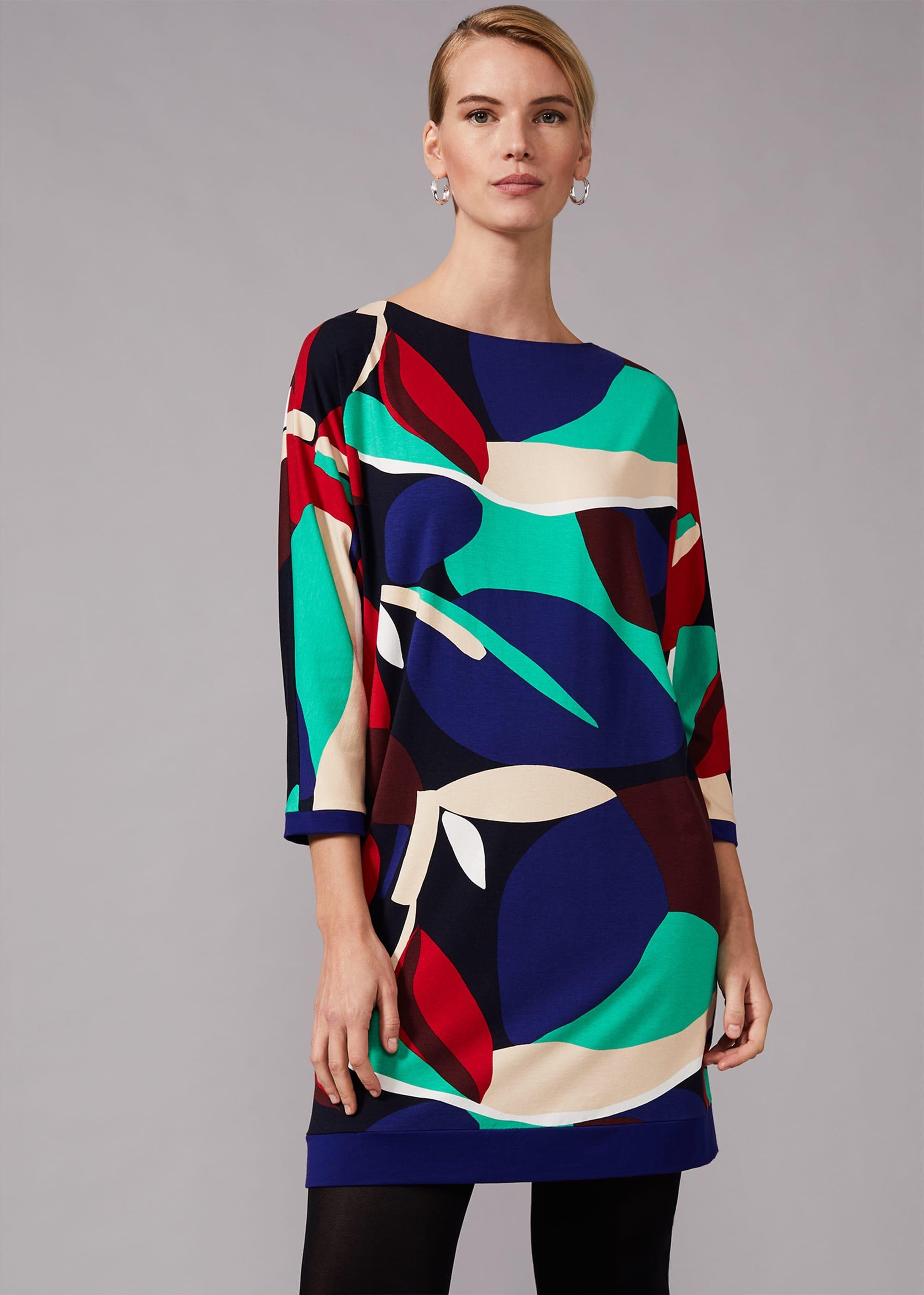 Adalee Leaf Print Colourblock Dress