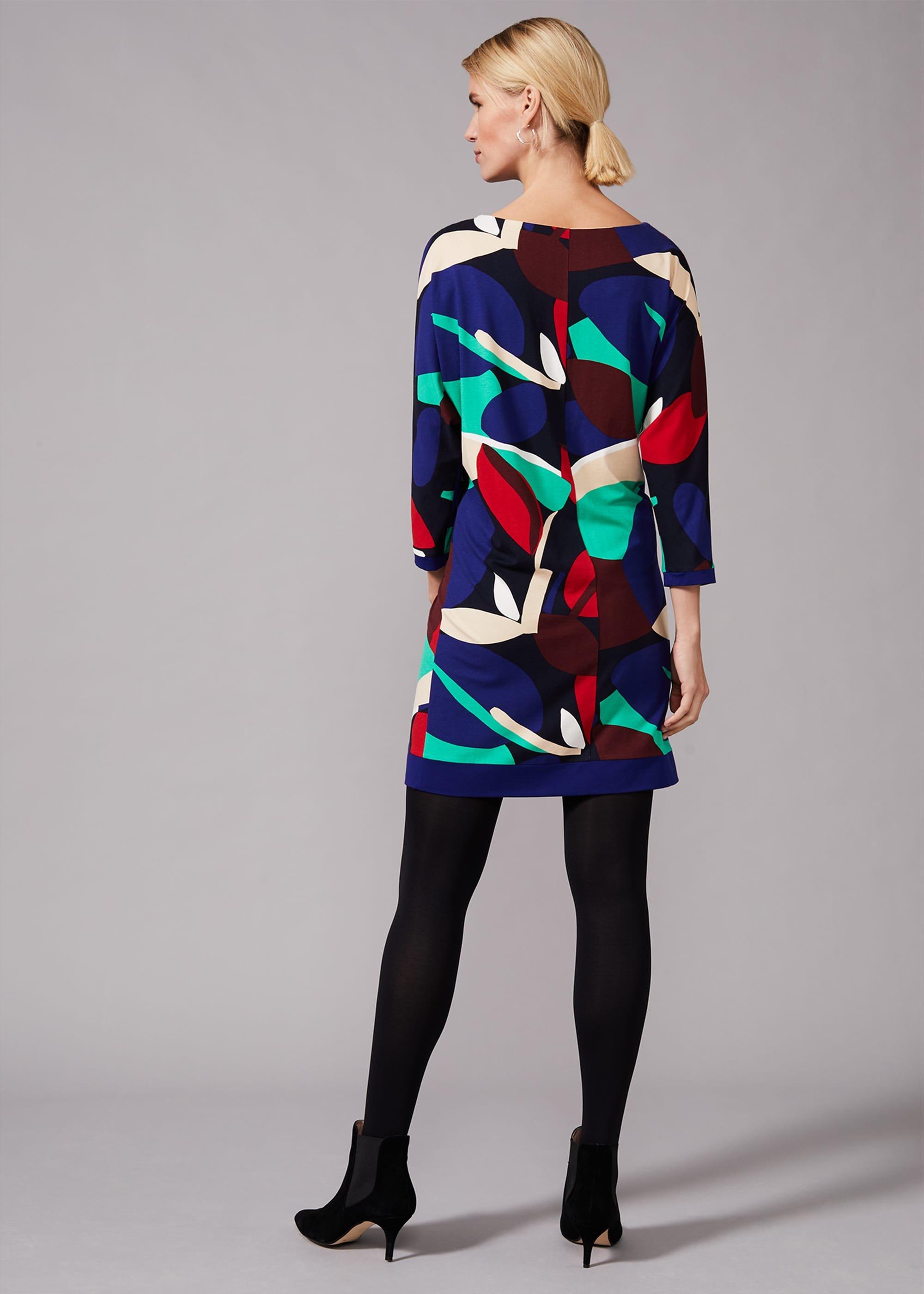 Adalee Leaf Print Colourblock Dress