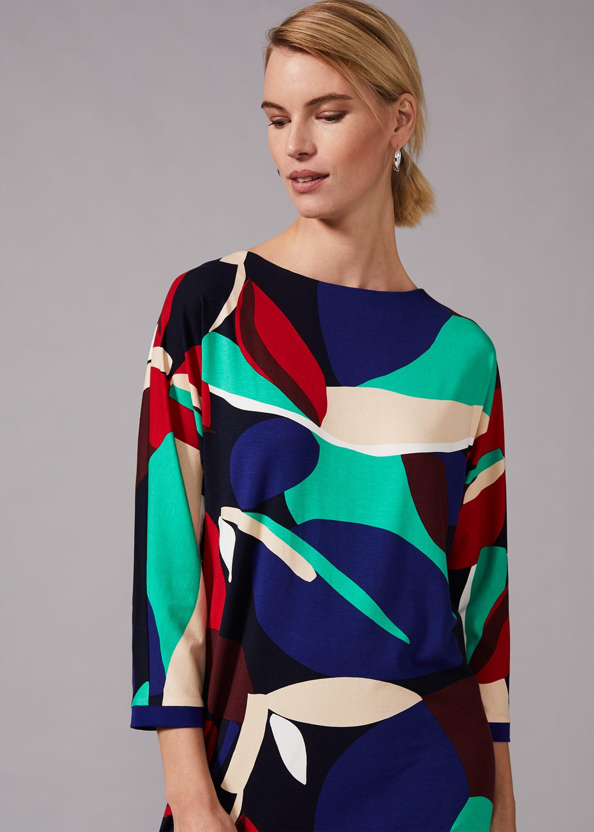 Adalee Leaf Print Colourblock Dress