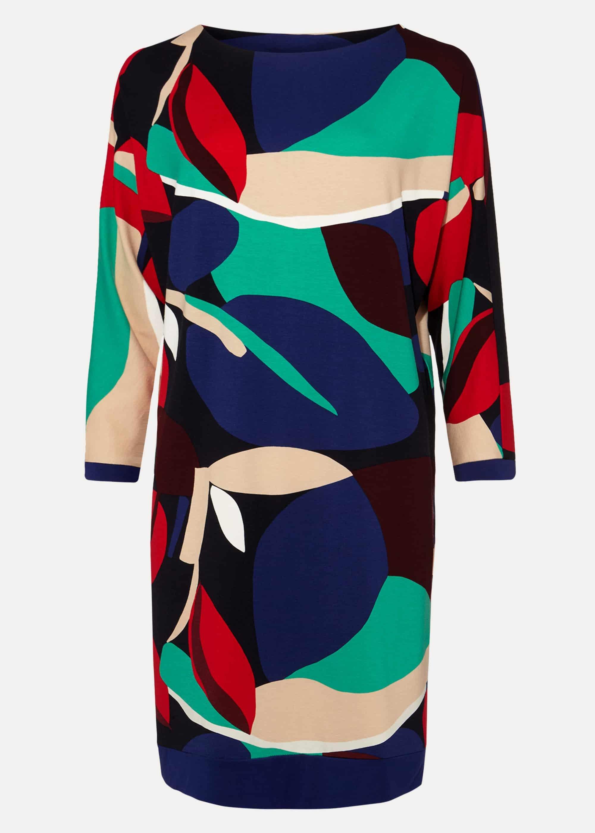 Adalee Leaf Print Colourblock Dress