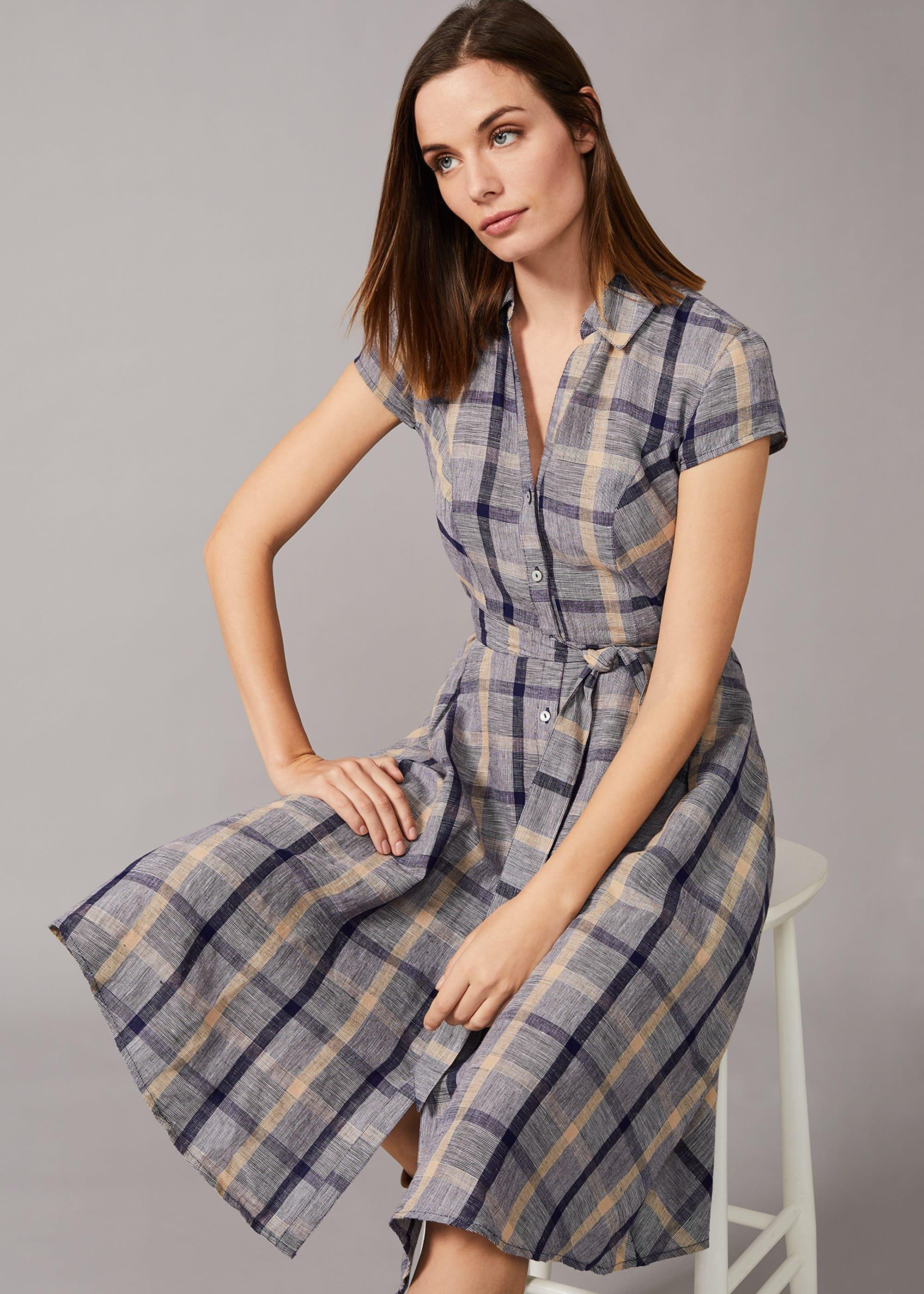 Willa Check Linen Dress