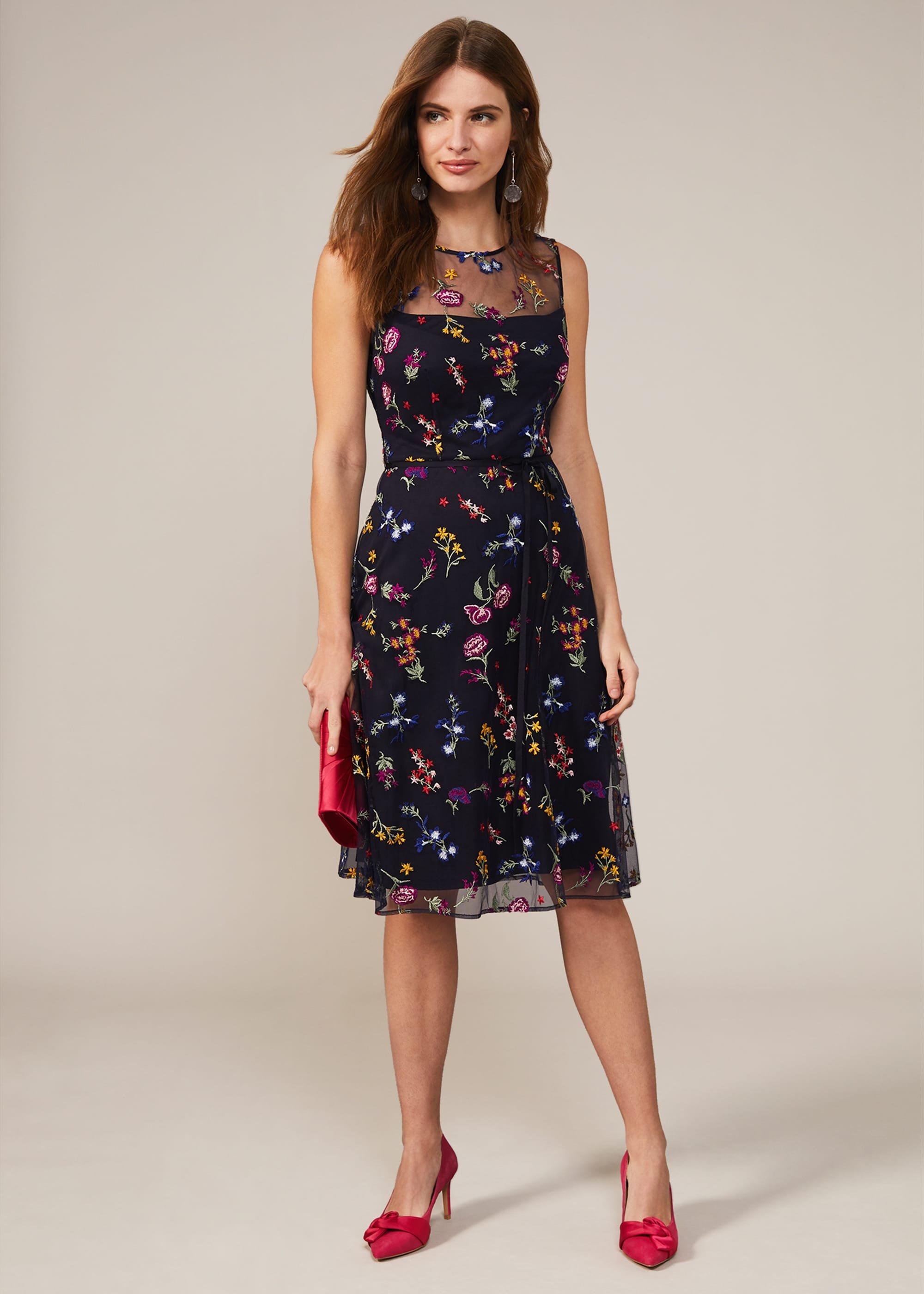 Sindy Embroidered Fit And Flare Dress