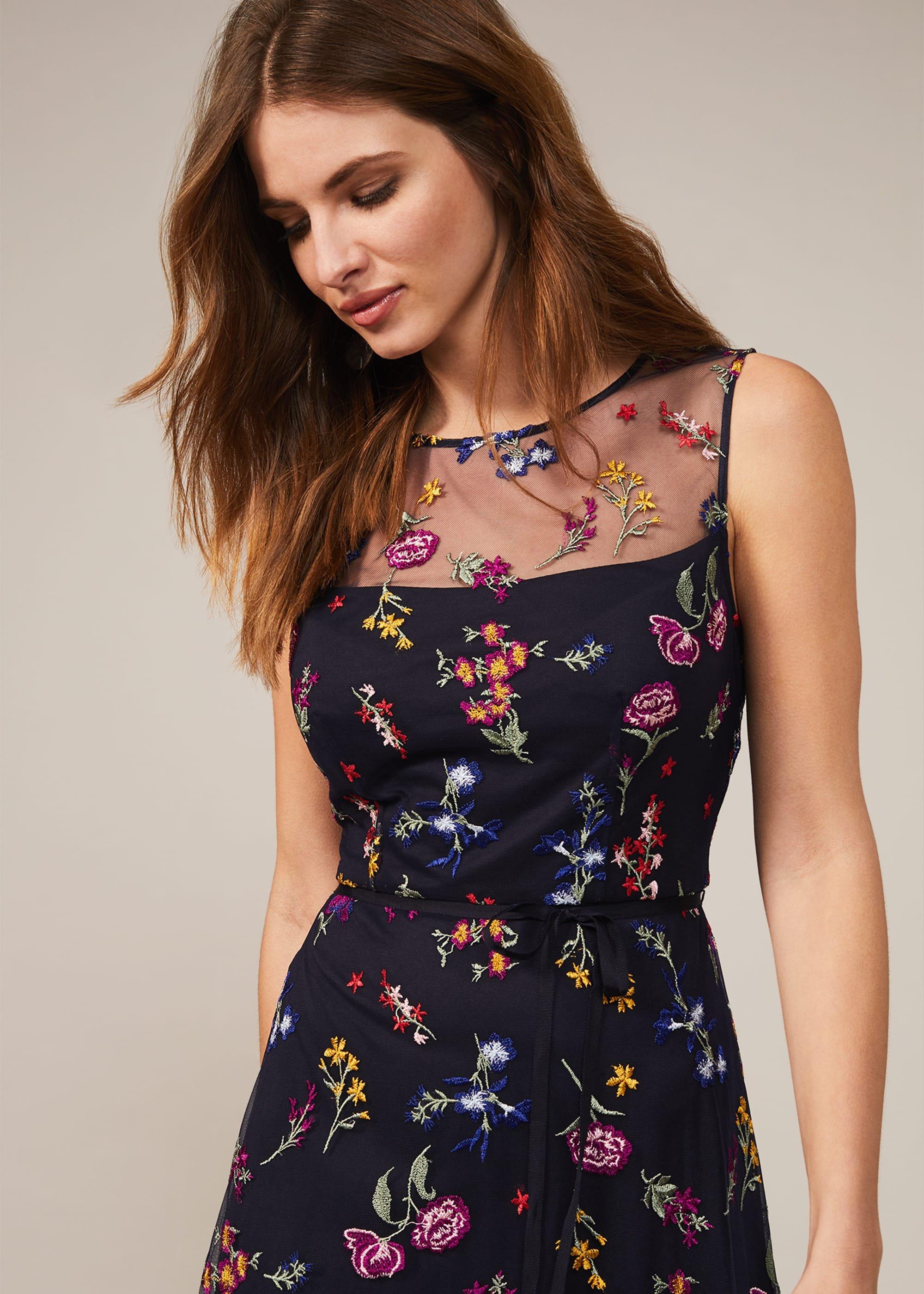 Sindy Embroidered Fit And Flare Dress