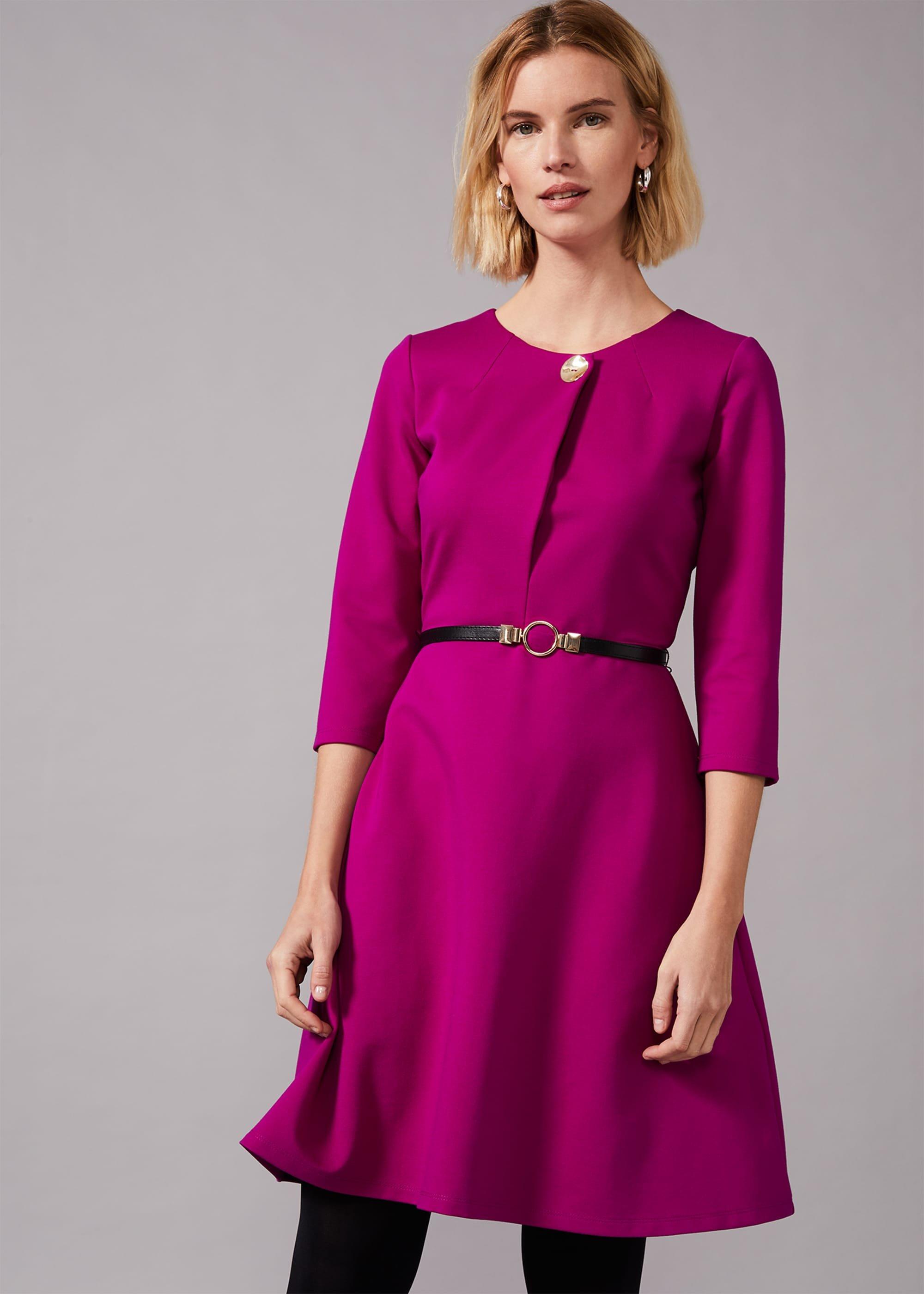 Romina Belted Swing Ponte Dress