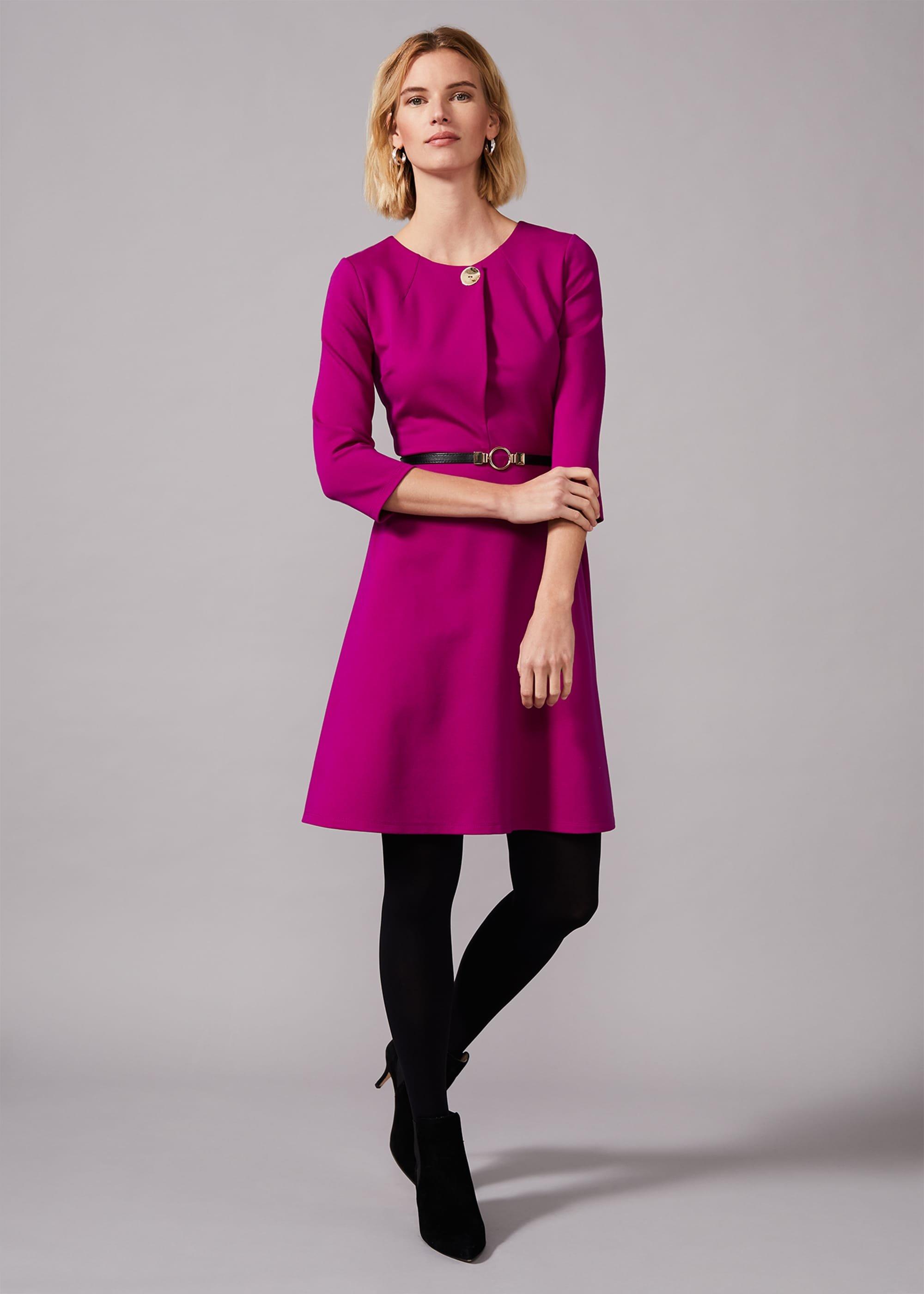 Romina Belted Swing Ponte Dress