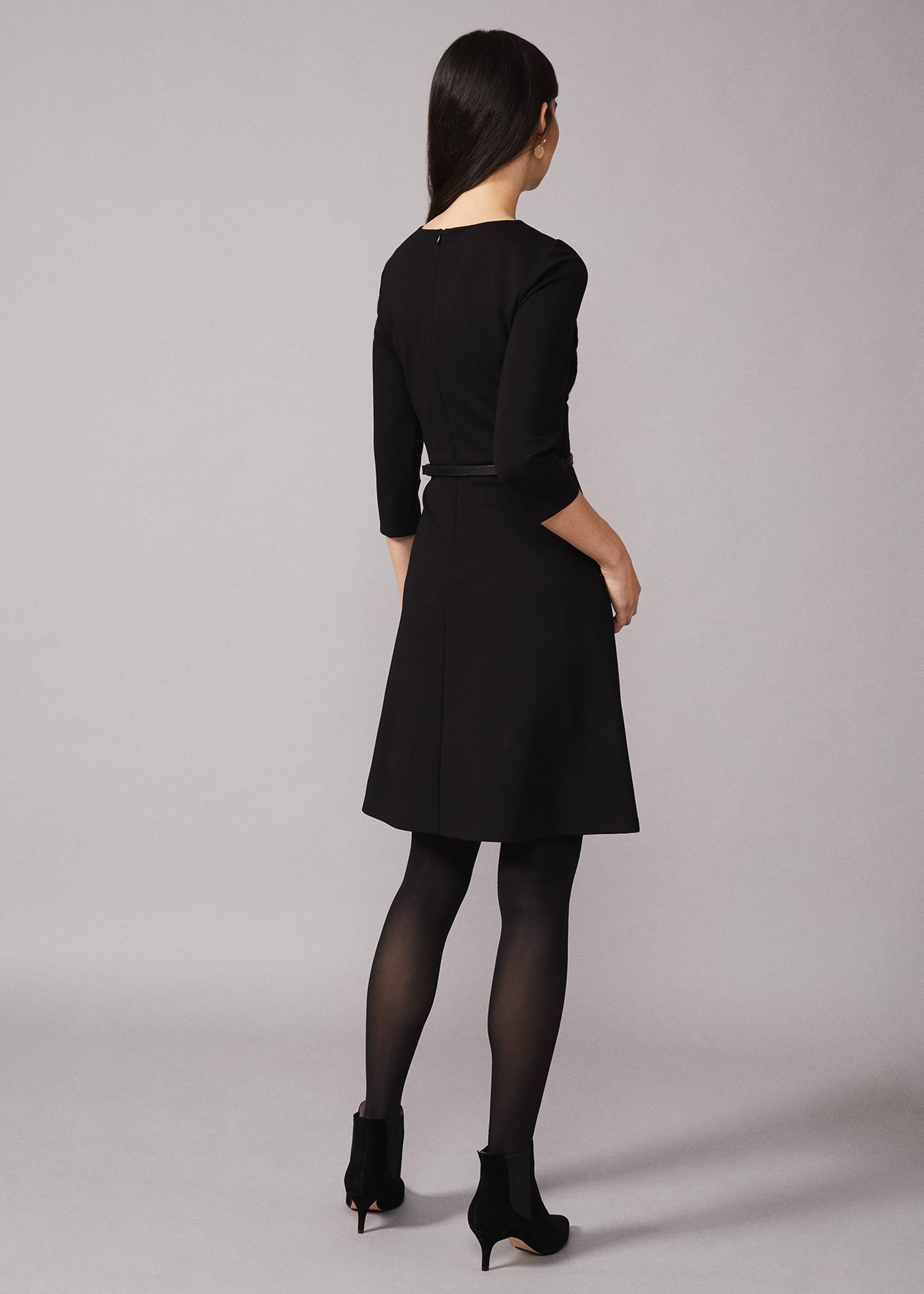 Romina Belted Ponte Swing Dress