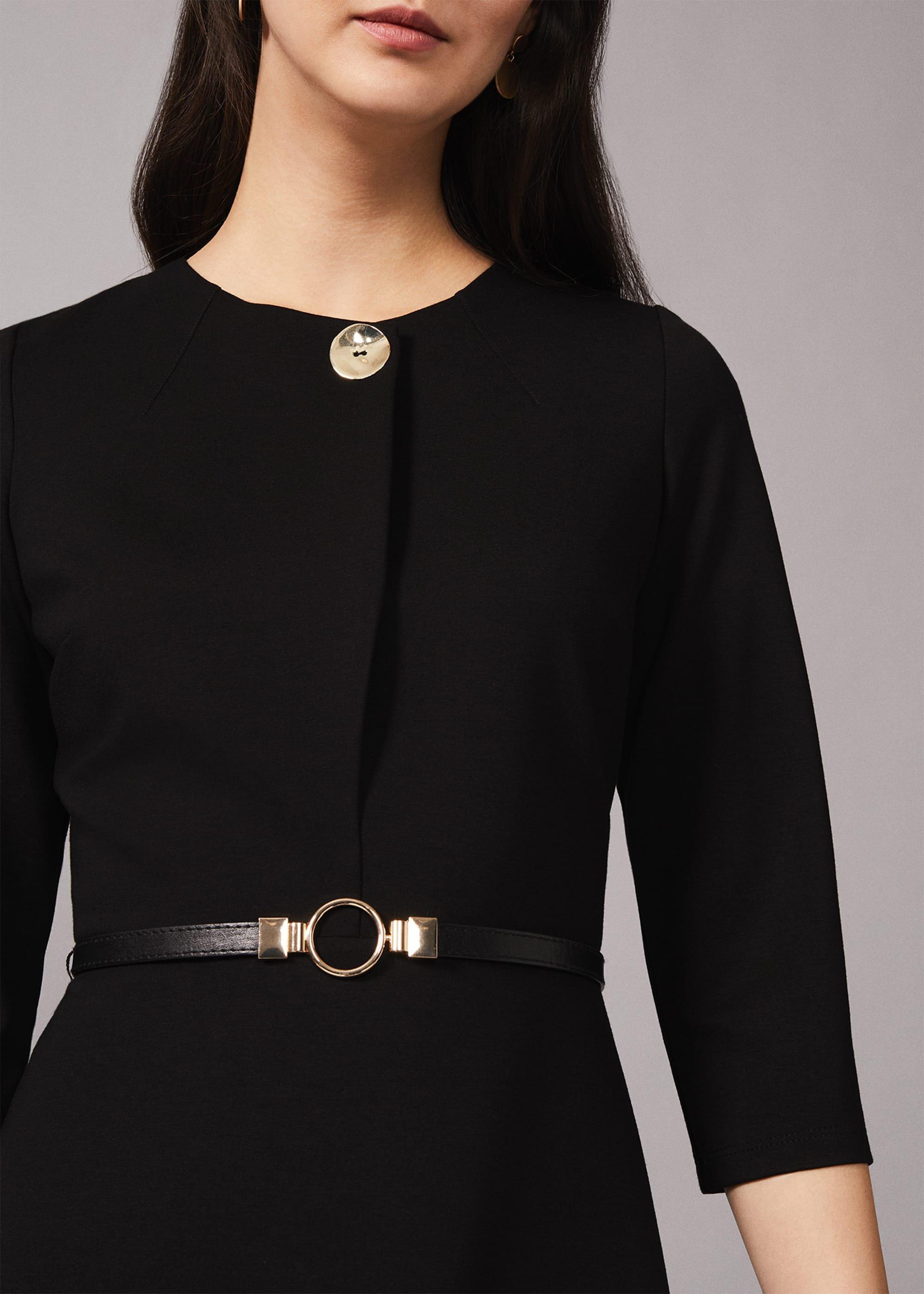 Romina Belted Ponte Swing Dress