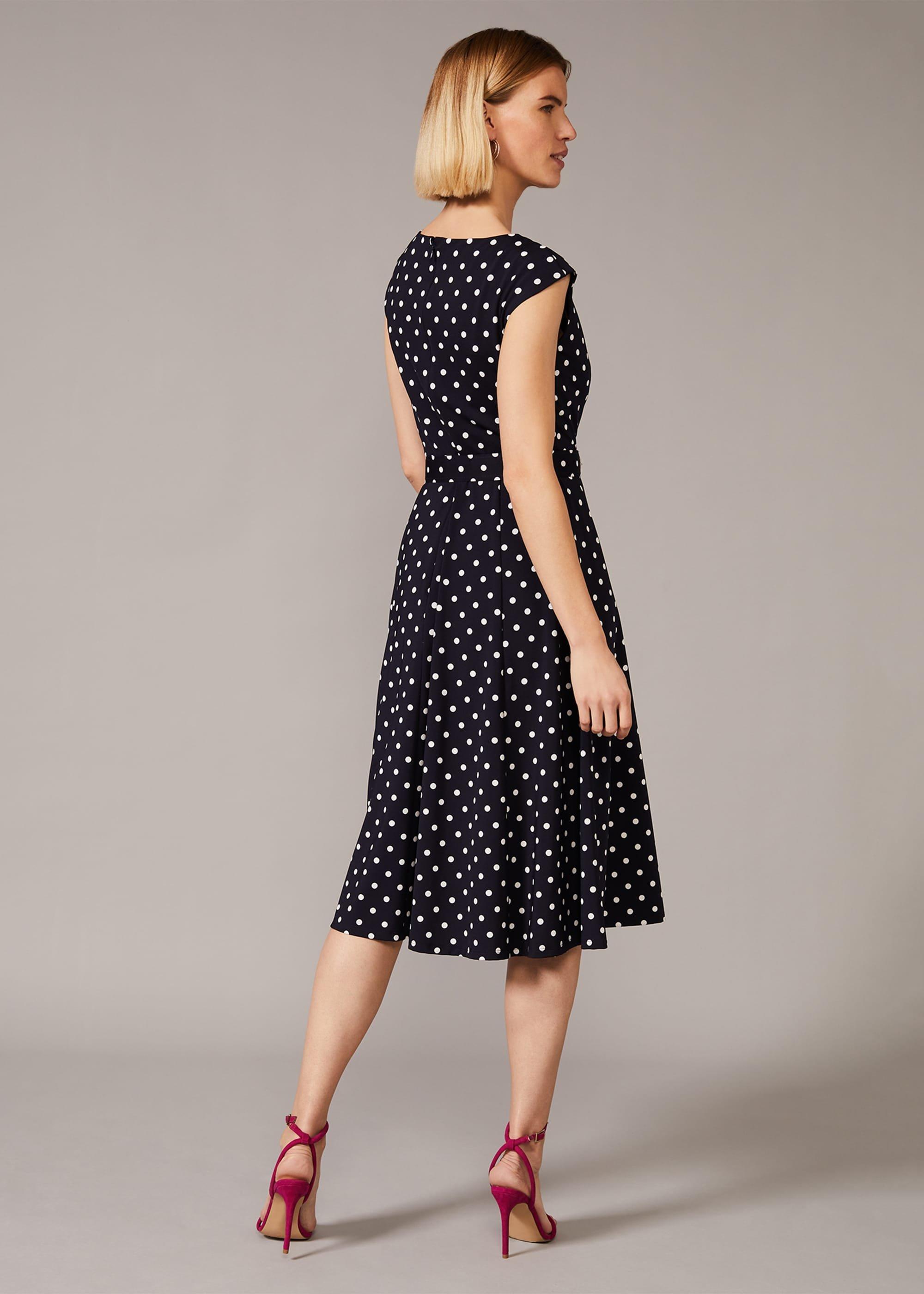 Zalika Spot Cowl Neck Belted Dress