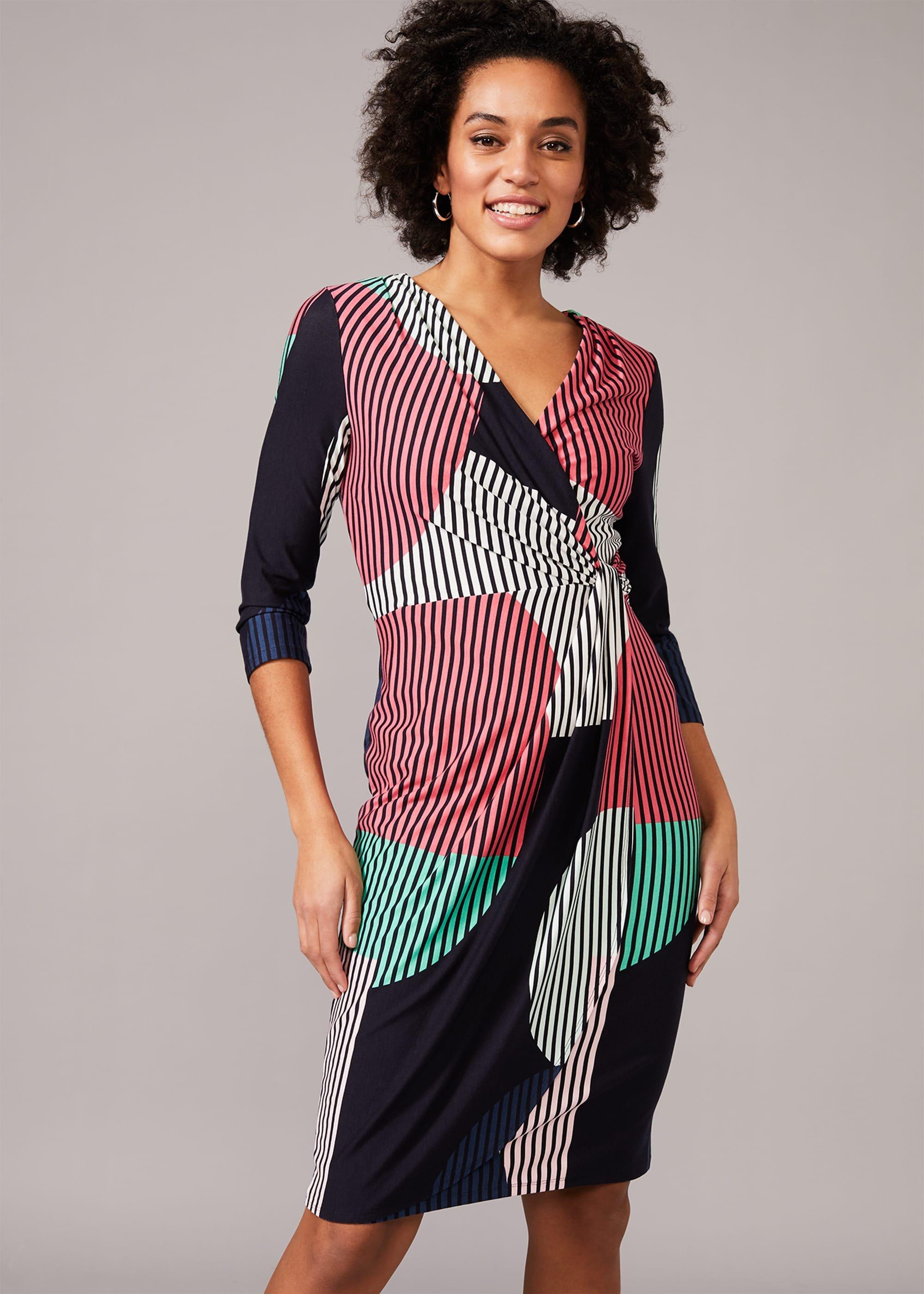 Safiya Mixed Print Wrap Dress