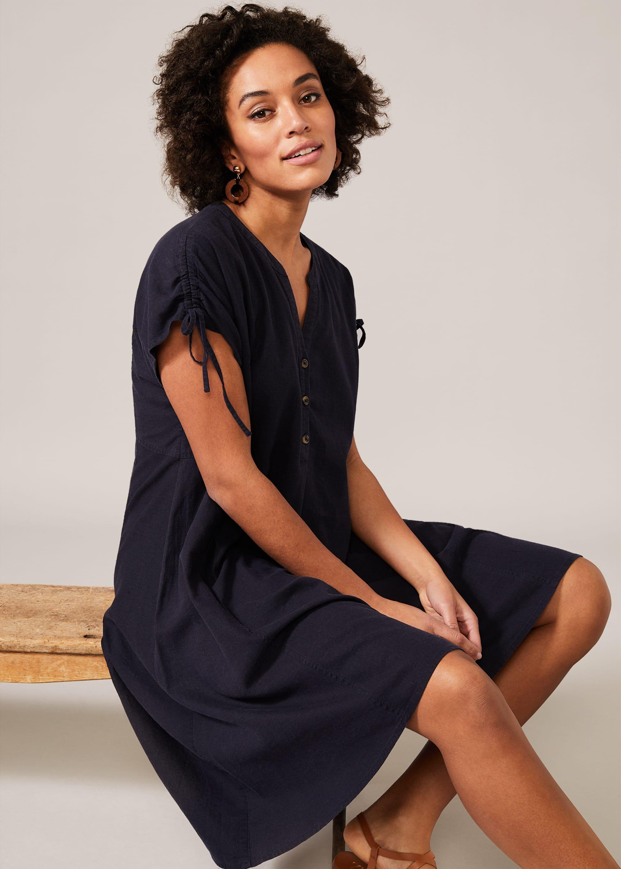 Mimoza Linen-Blend Swing Dress