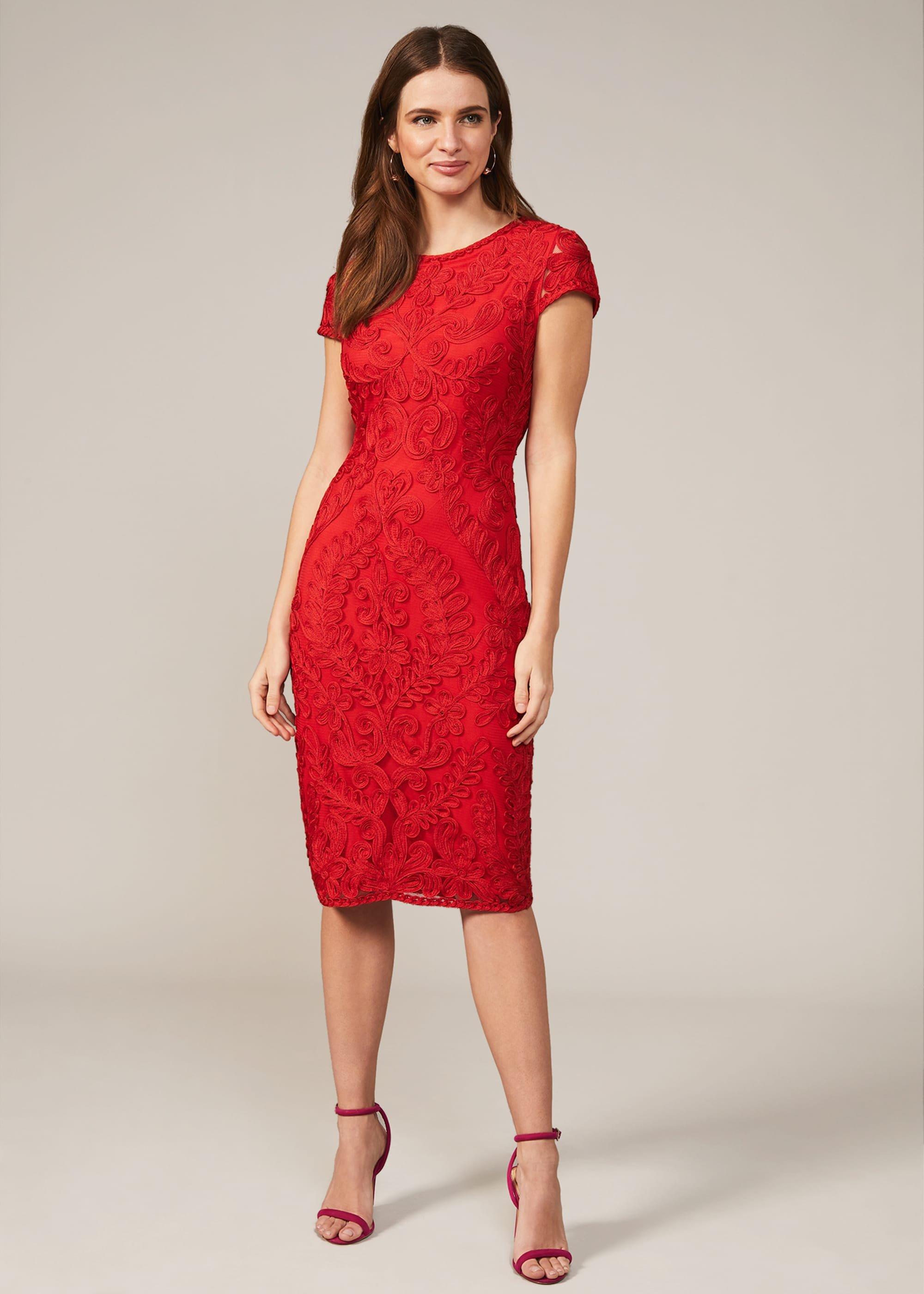Cat Tapework Lace Fitted Dress