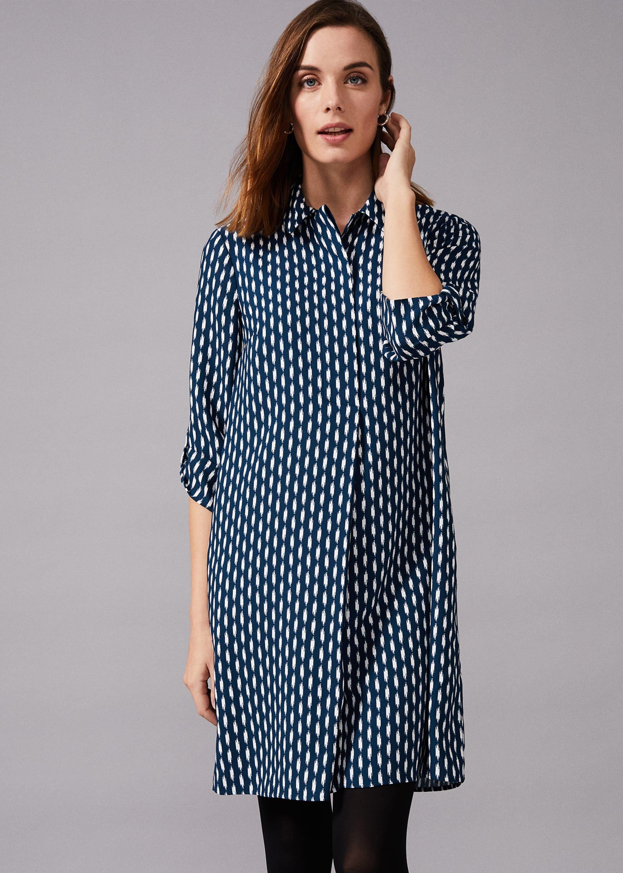 Ikat Printed Shirt Dress